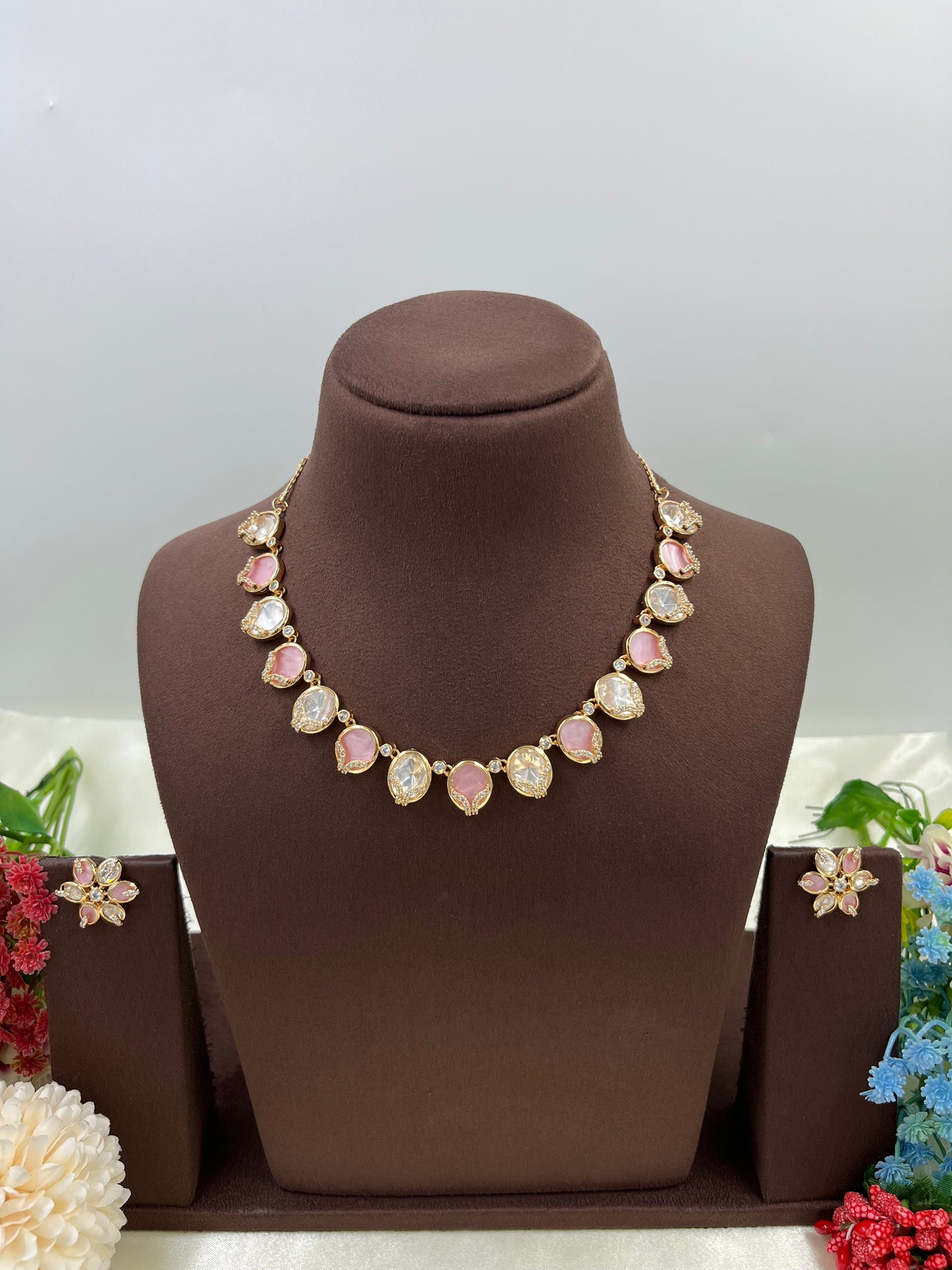 Mop Moissanite Kundan Necklace