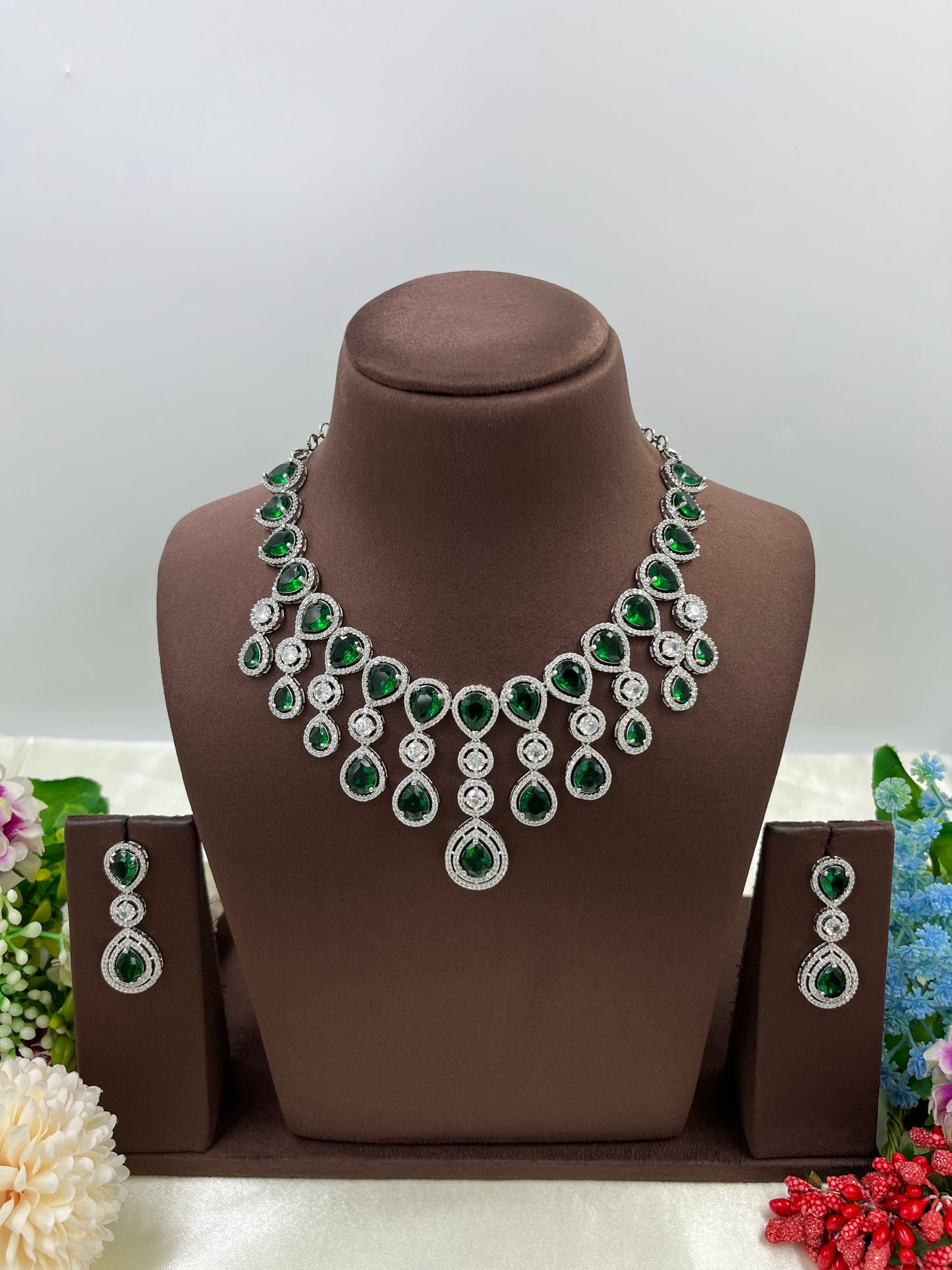 RINA AMERICAN DIAMOND PREMIUM NECKLACE SET