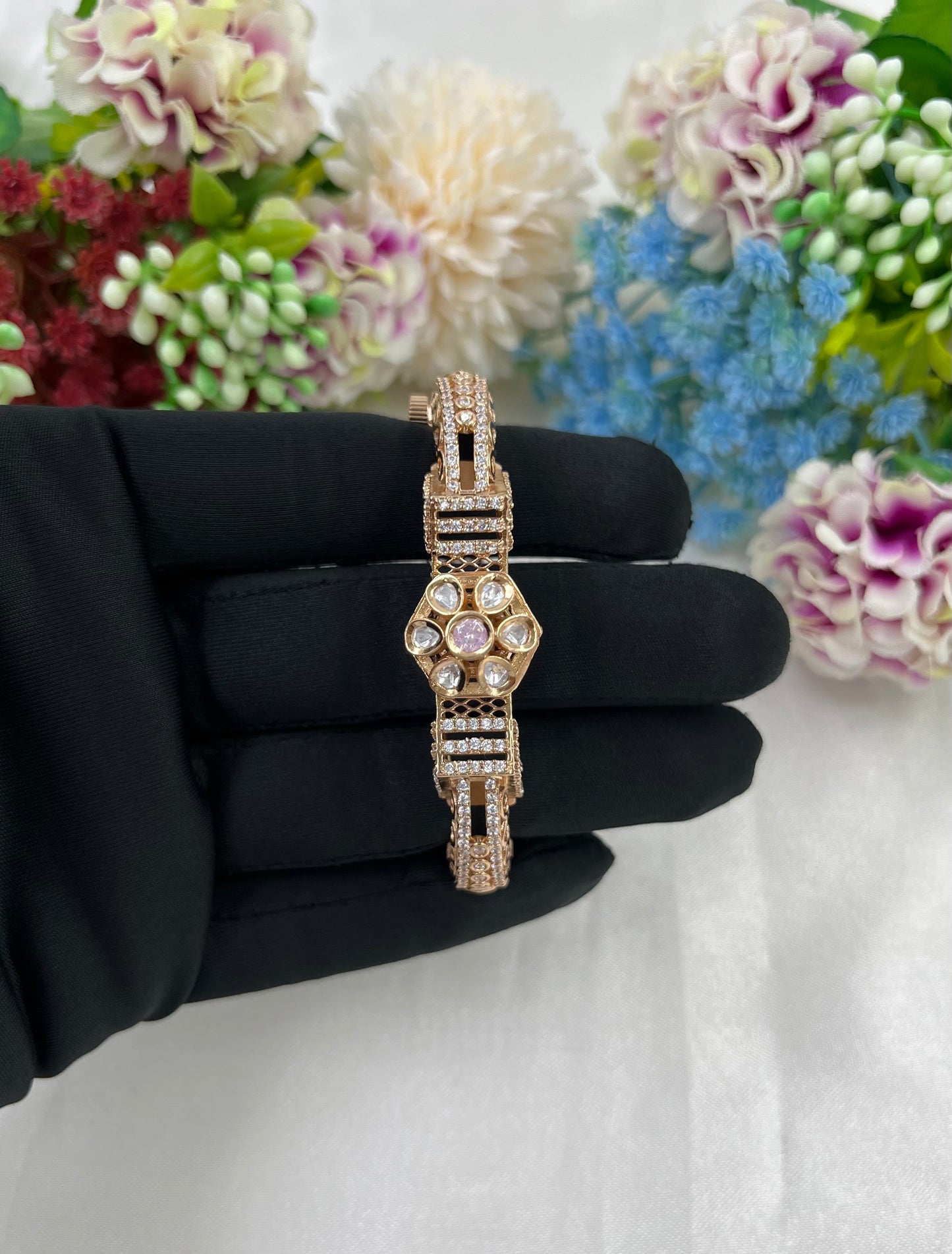 Royal Moissanite Kundan bracelet (Openable)