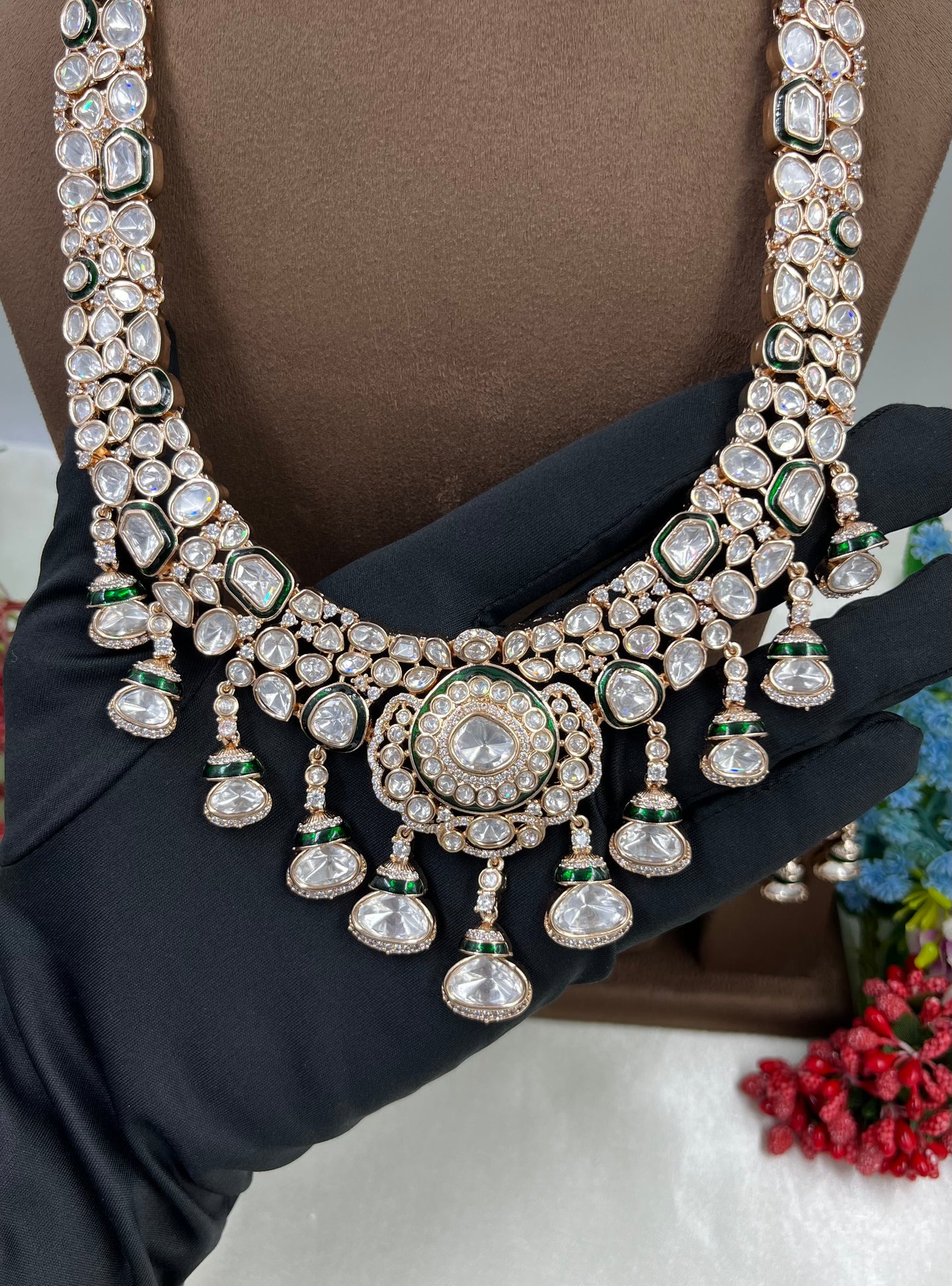 Rizvi Long Moissanite Kundan Necklace