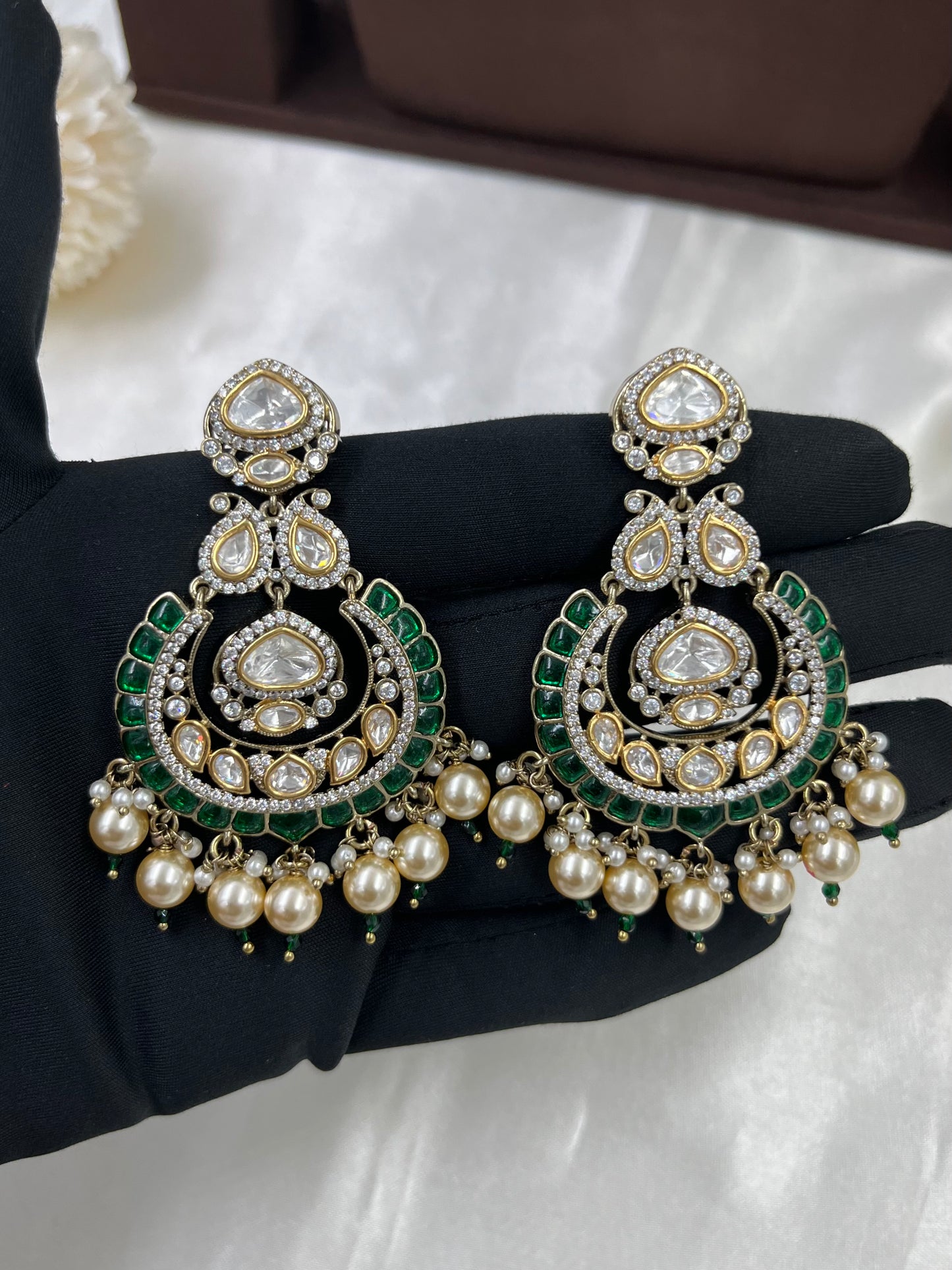 Aasma Premium Moissanite Kundan Semi Bridal Necklace Set