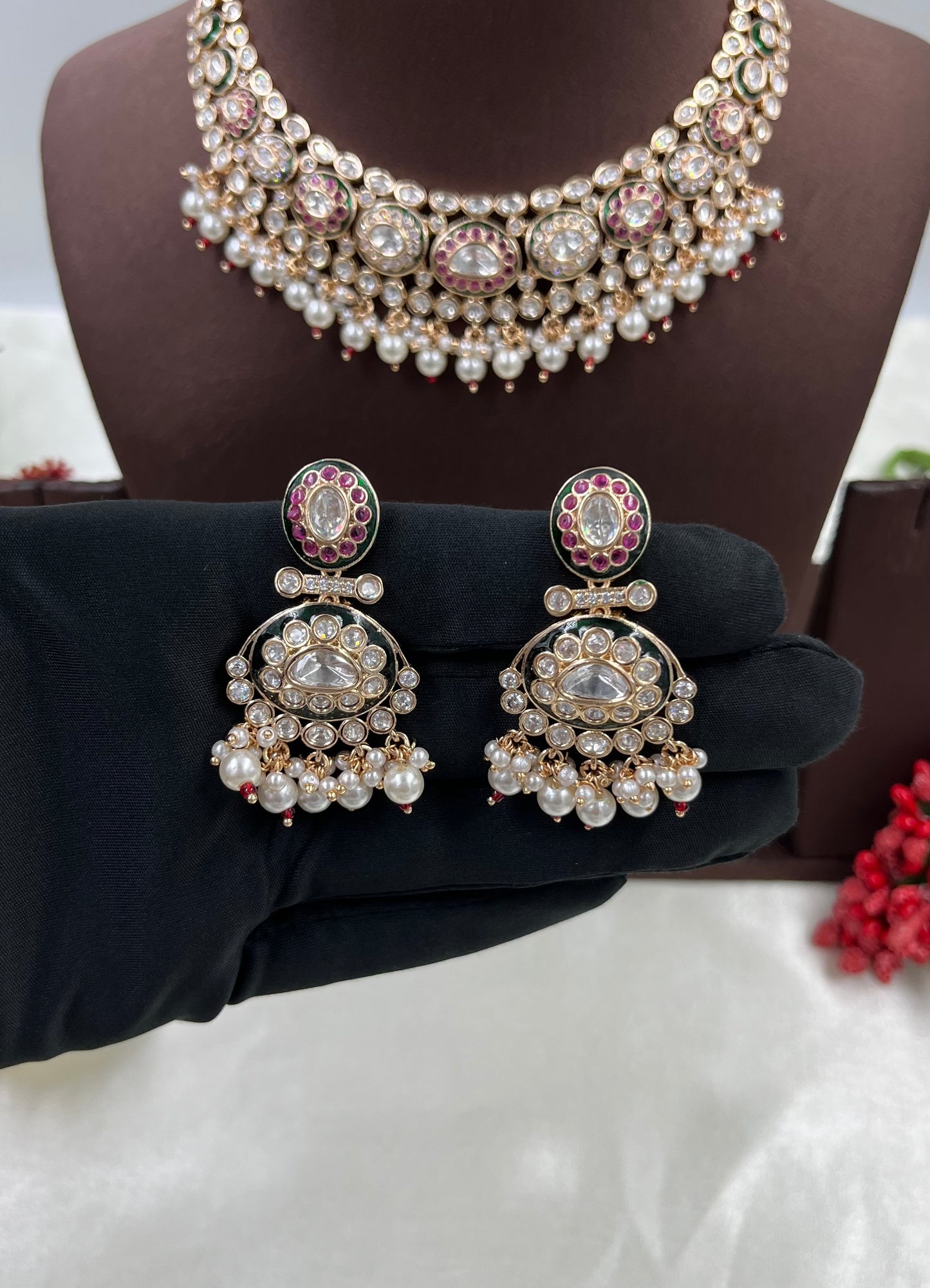 Kesar Moissanite Kundan Necklace