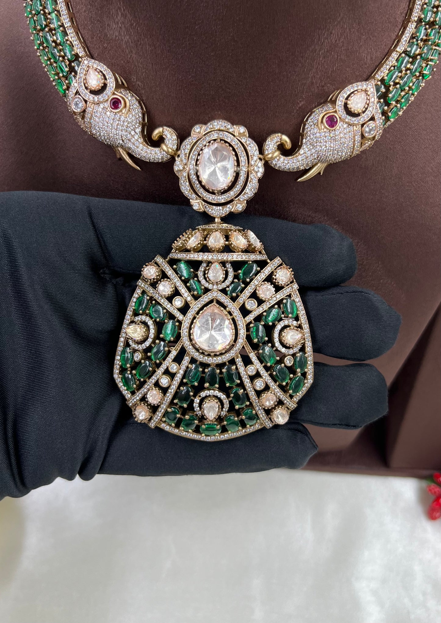 Rajeshwari Premium Moissanite Kundan Necklace