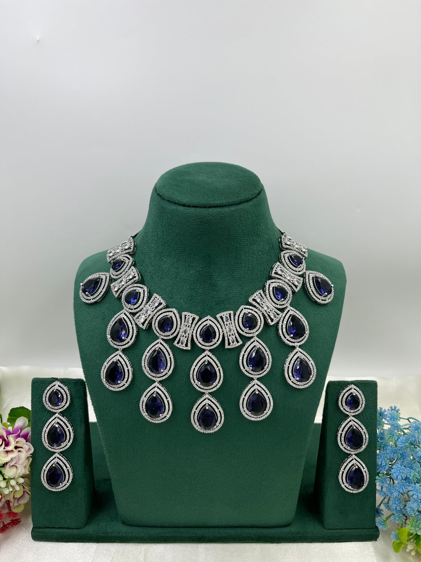 Nayantara American Diamond Necklace Set - PURPLE