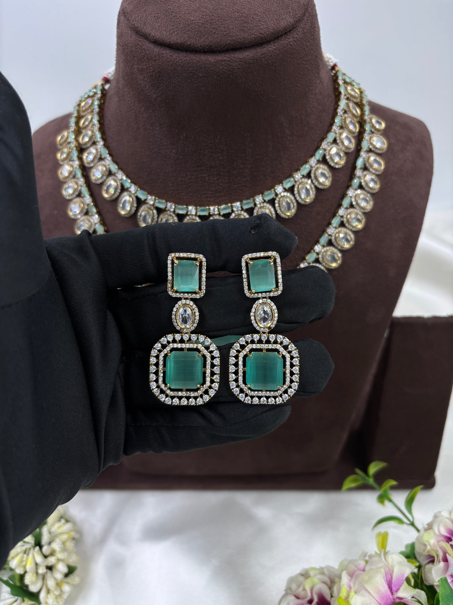 MINA VICTORIAN DOUBLE LAYERED NECKLACE SET