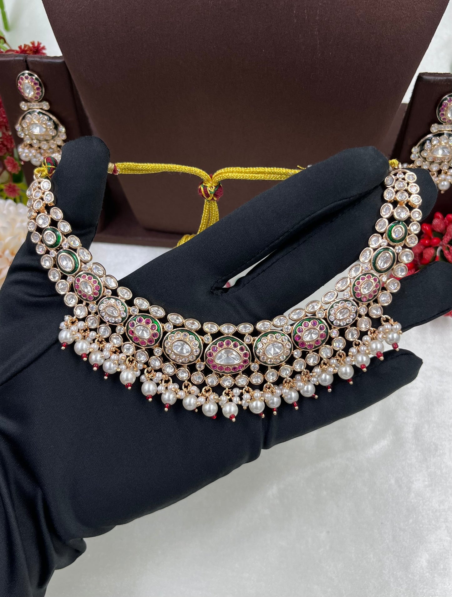 Kesar Moissanite Kundan Necklace