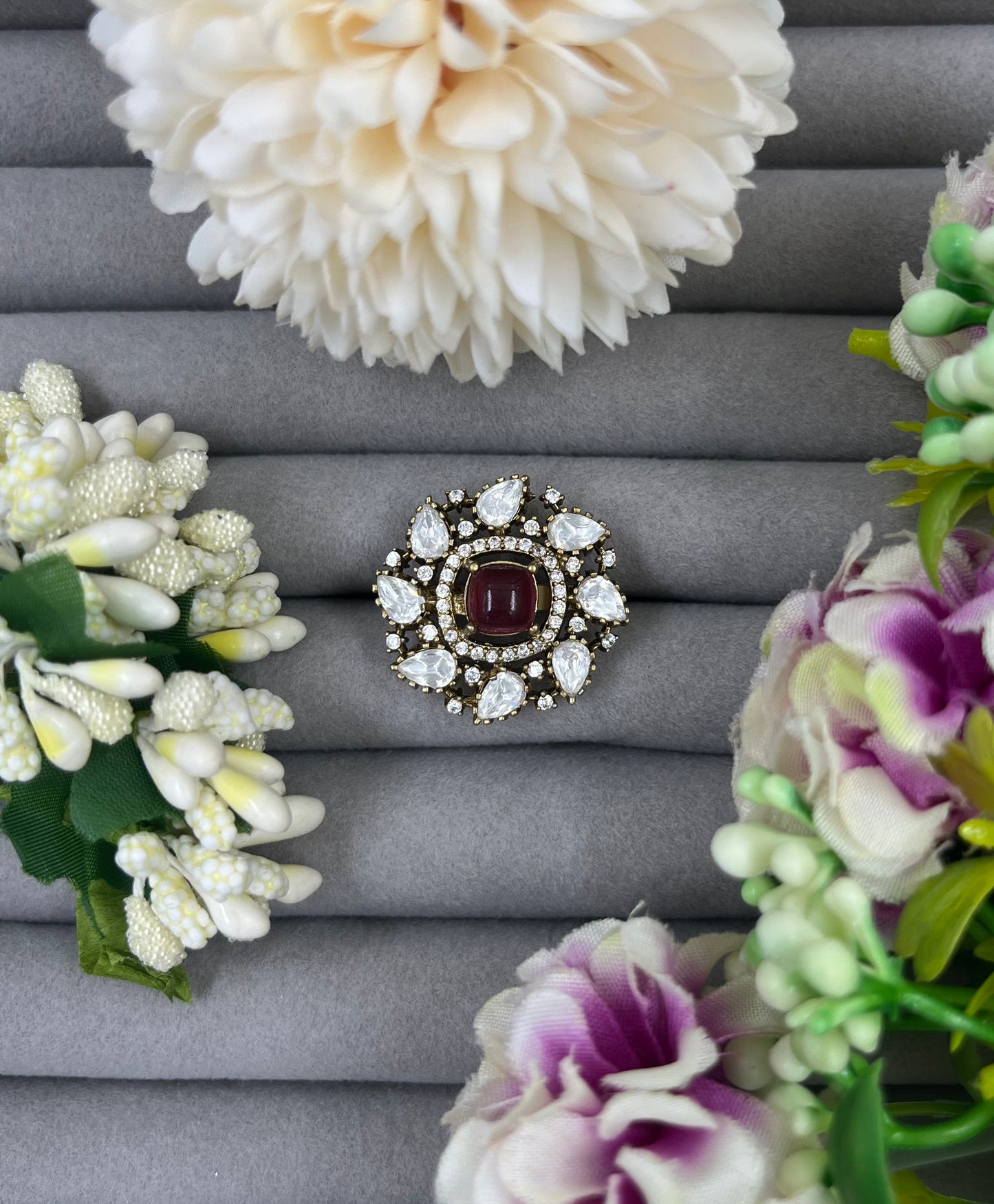 Ziva Floral Kundan Ring