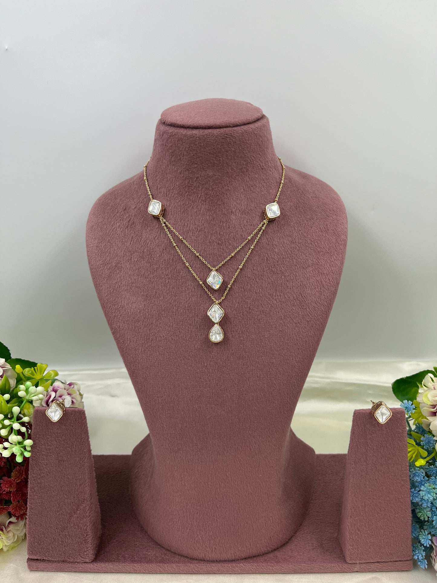 Binita Moissanite Dual Pendant Necklace