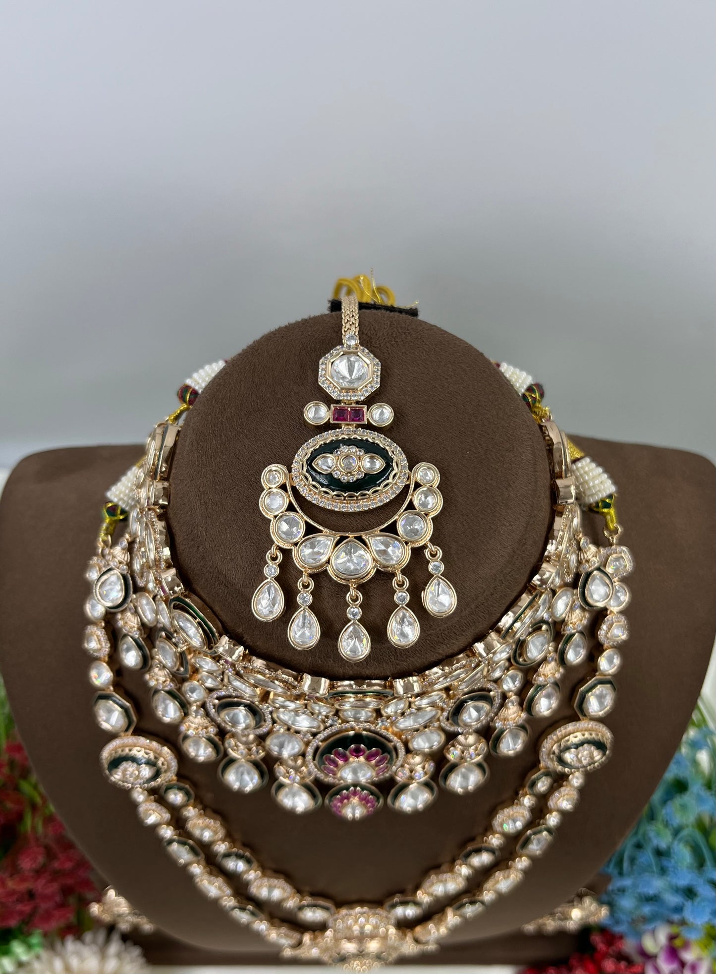 Trisha Combo Moissanite Kundan Necklace