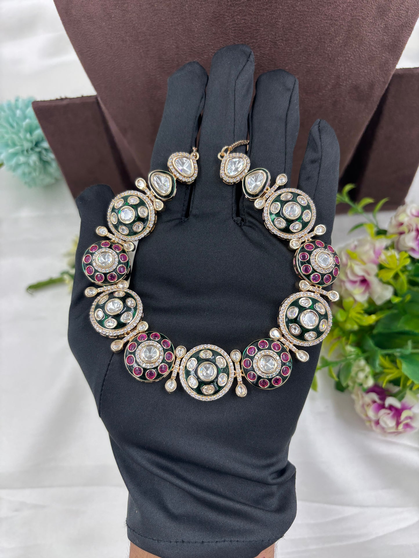 ZAYRA KUNDAN PREMIUM MOISSANITE NECKLACE deta