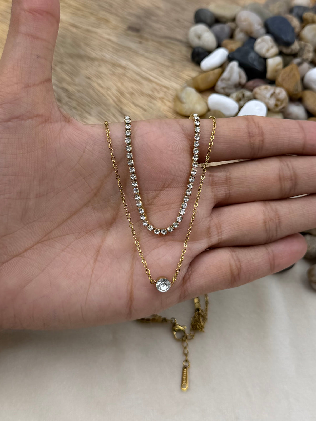 Aria Crystal Layered Gold Chain