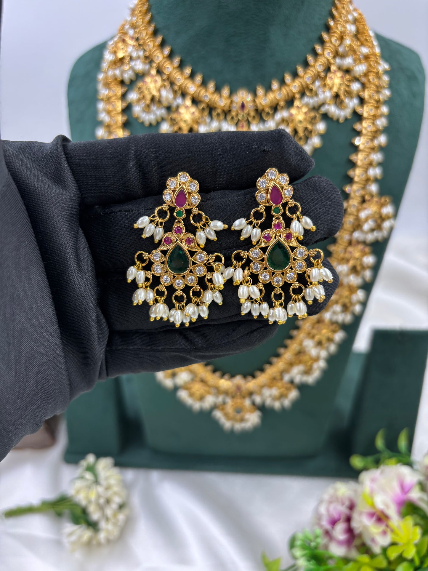 PADMAVATI TRADITIONAL GOLD PLATED COMBO SET