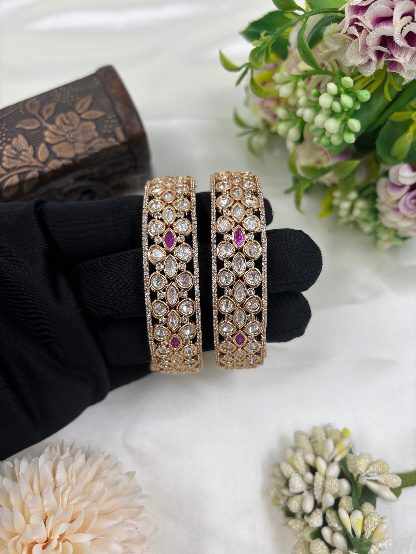Rubina Moissanite Kundan Bangles