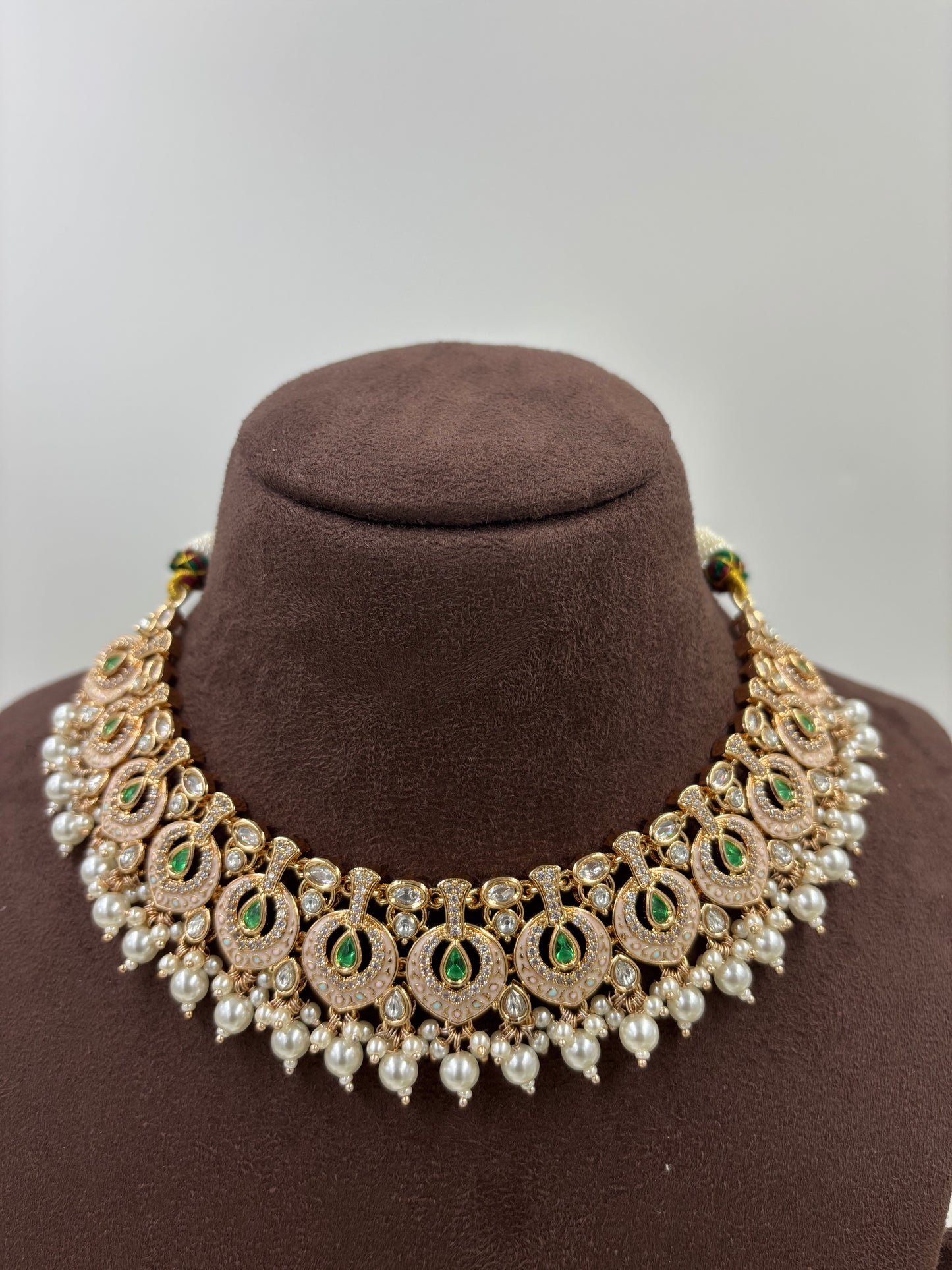 NOOR MOISSANITE KUNDAN PEARL NECKLACE SET