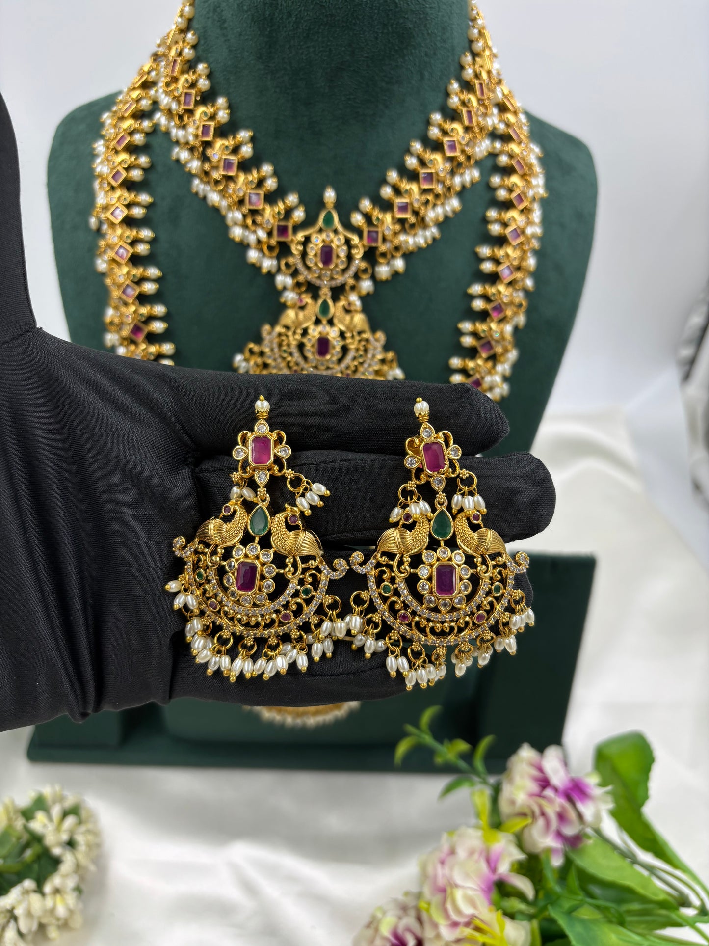 RUKMANI TRADITIONAL GOLD PLATED COMBO SET