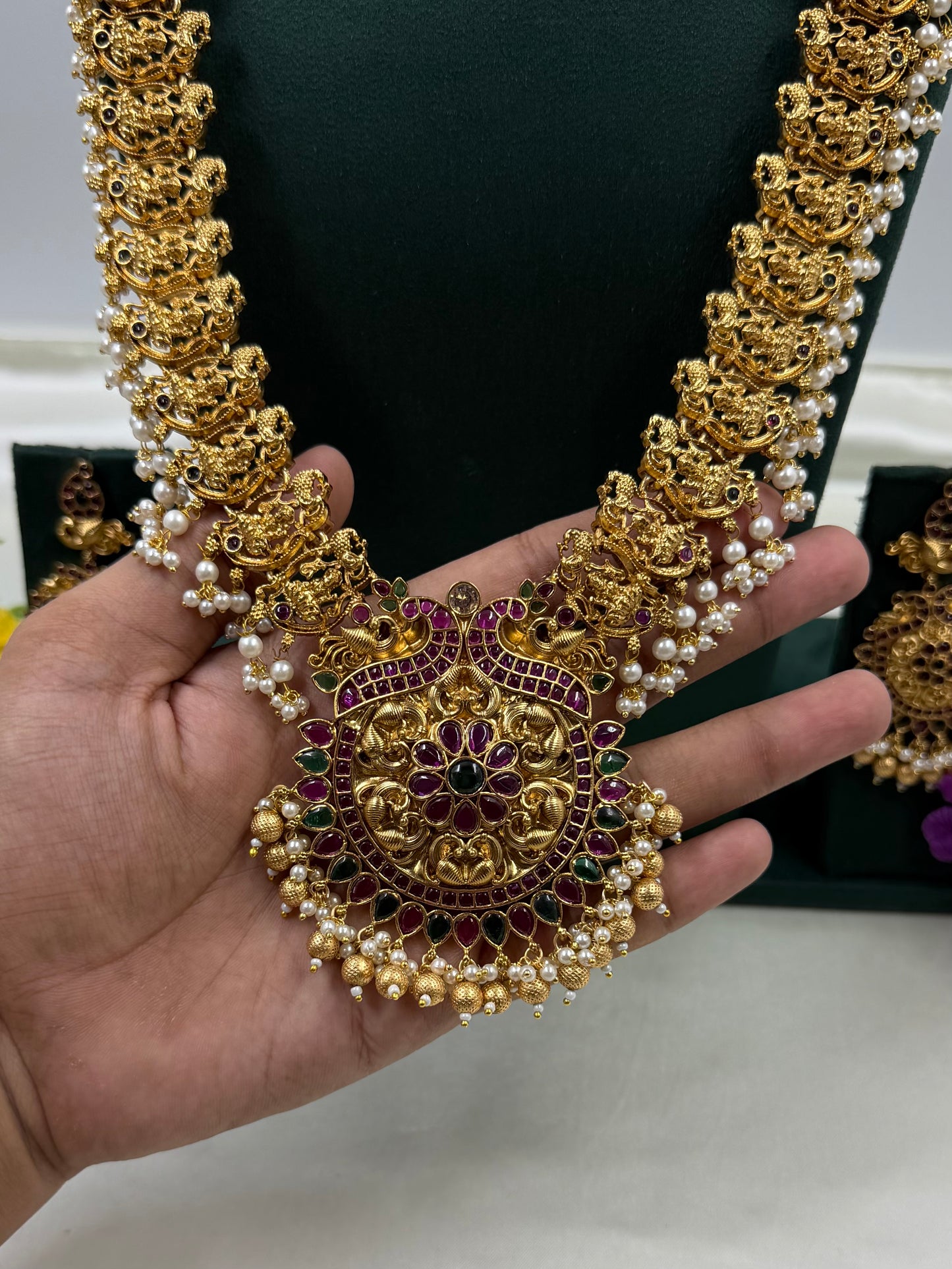 Kakoli Traditional Temple Long Necklace Set