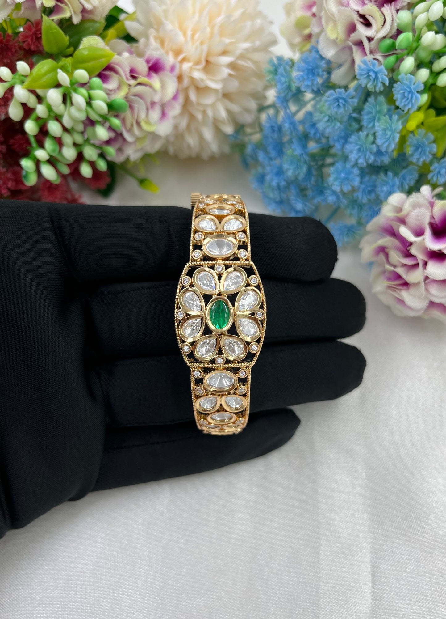 Renu Moissanite Kundan bracelet (Openable)