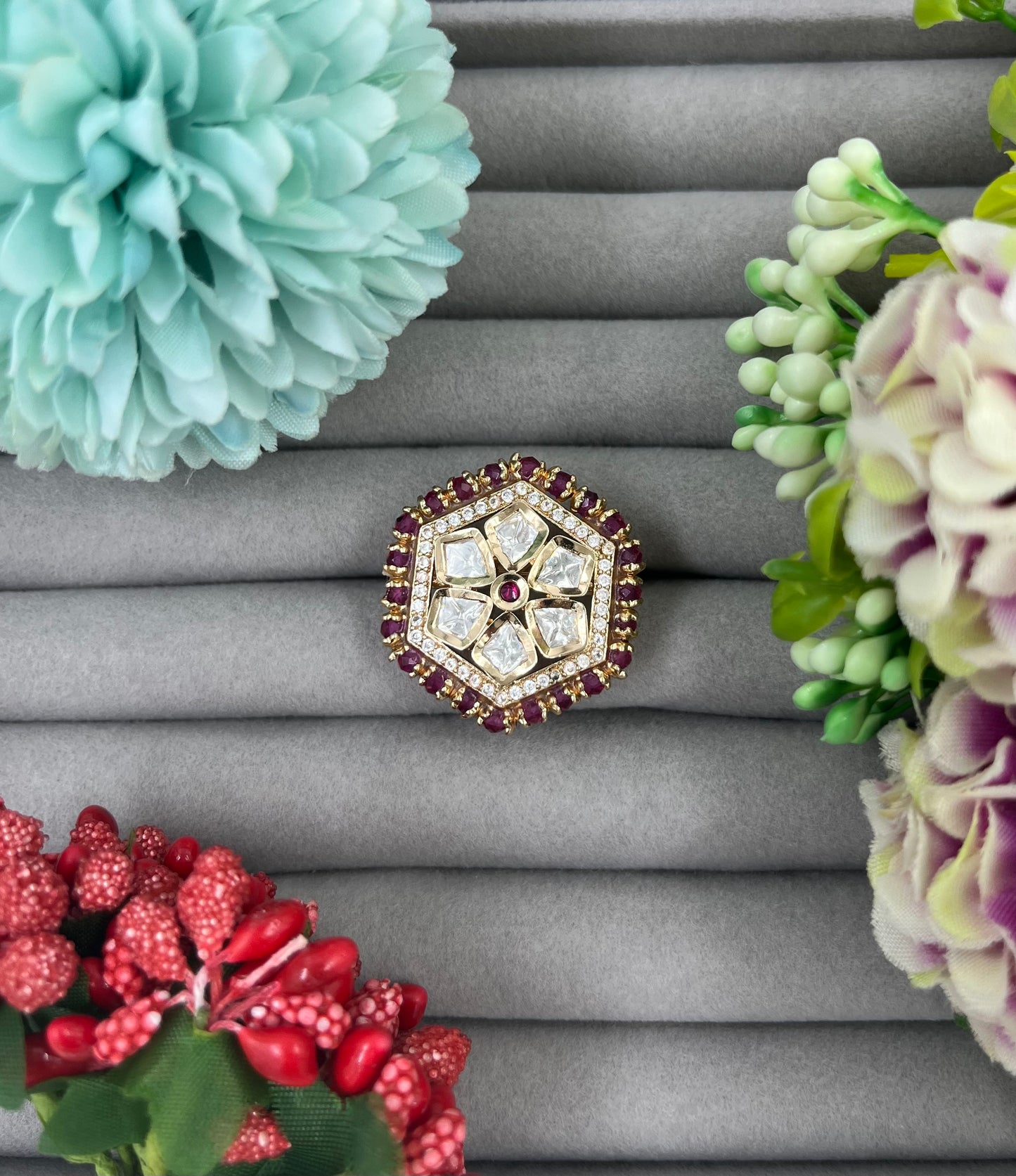Haath Phool Moissanite Ring