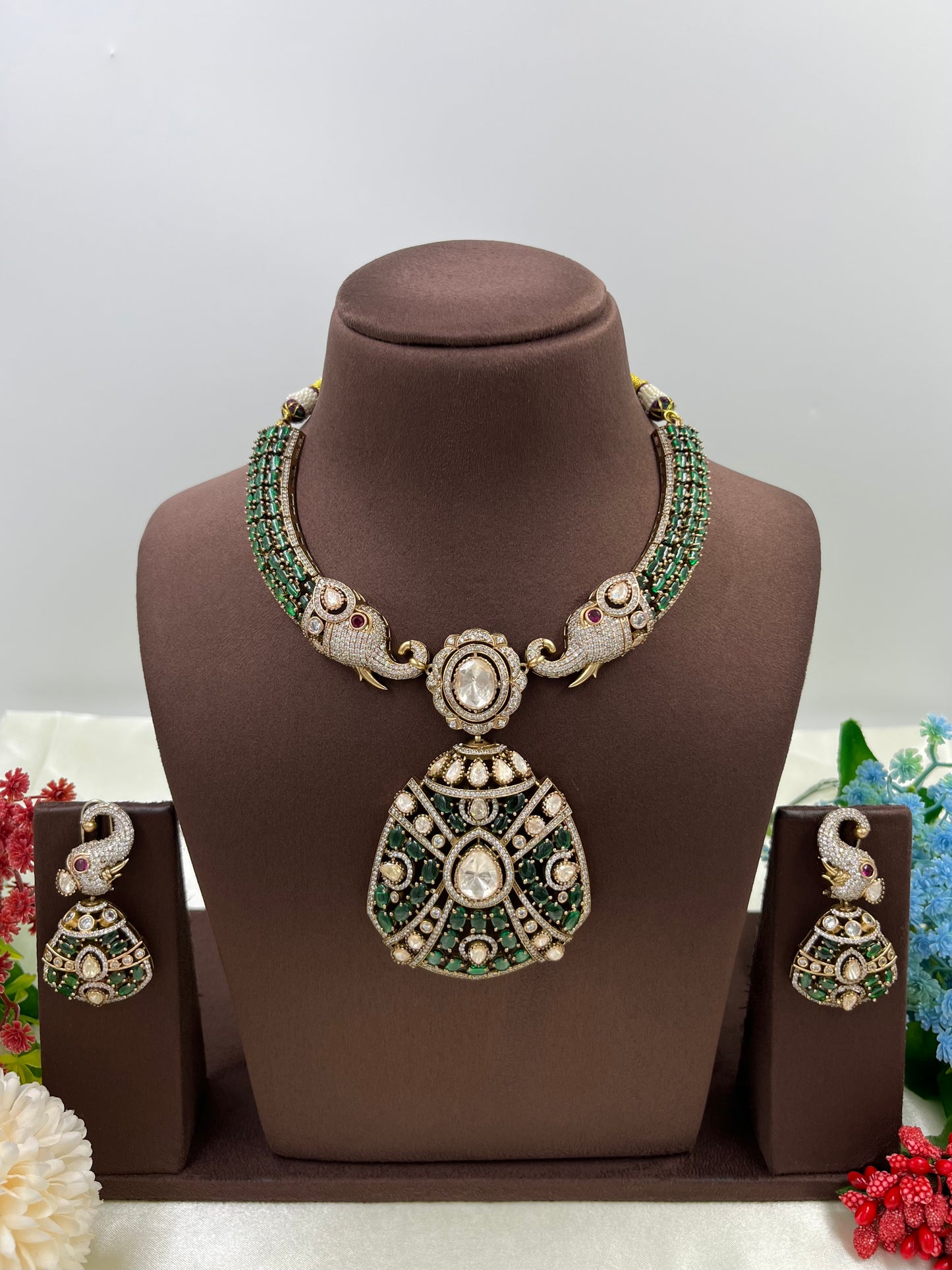 Rajeshwari Premium Moissanite Kundan Necklace