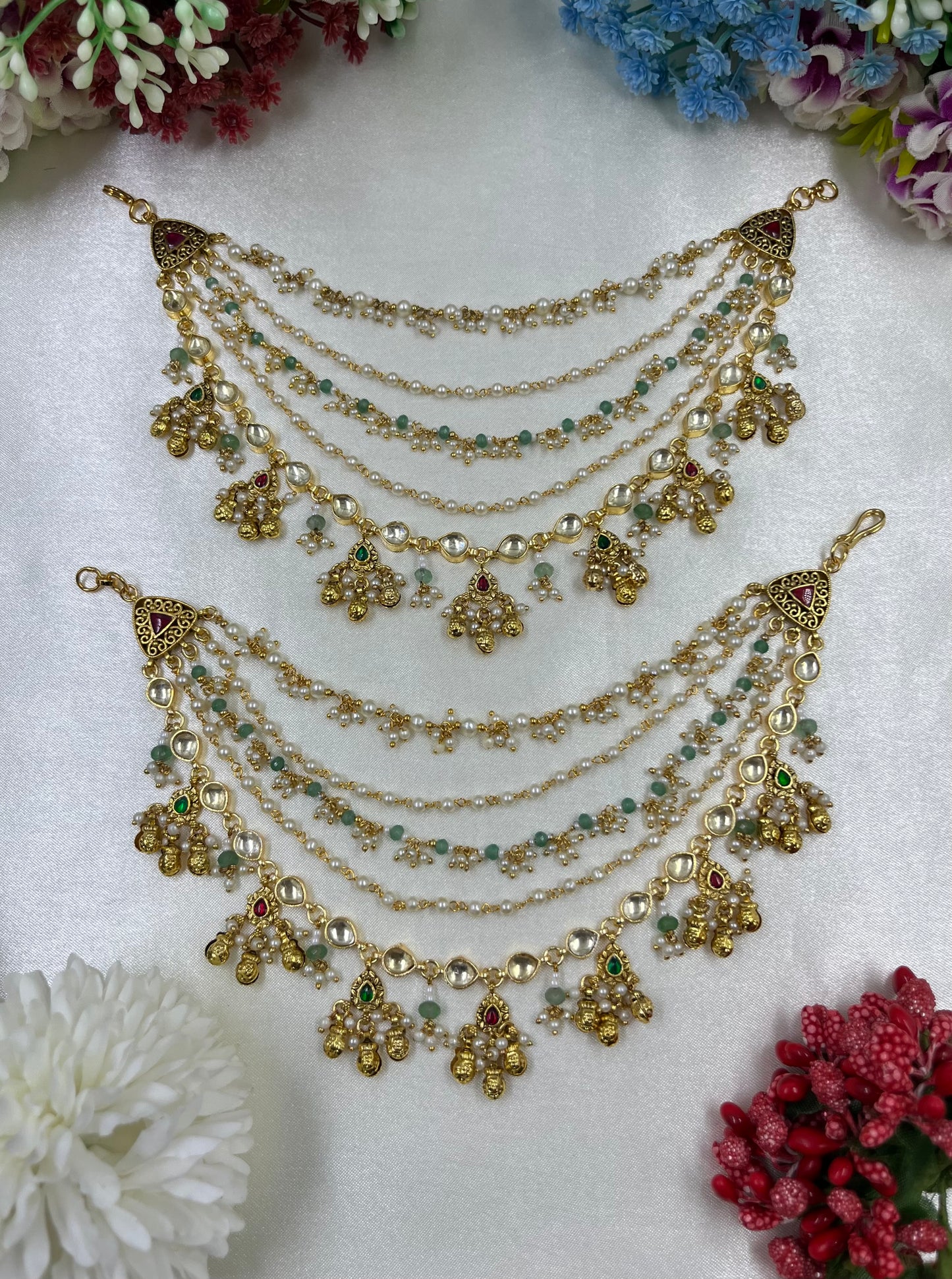 Ruchi Pachi Kundan Ear Chain