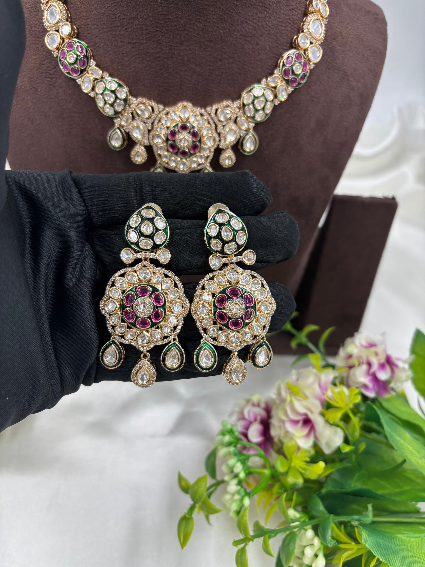 VARNIKA KUNDAN PREMIUM MOISSANITE NECKLACE