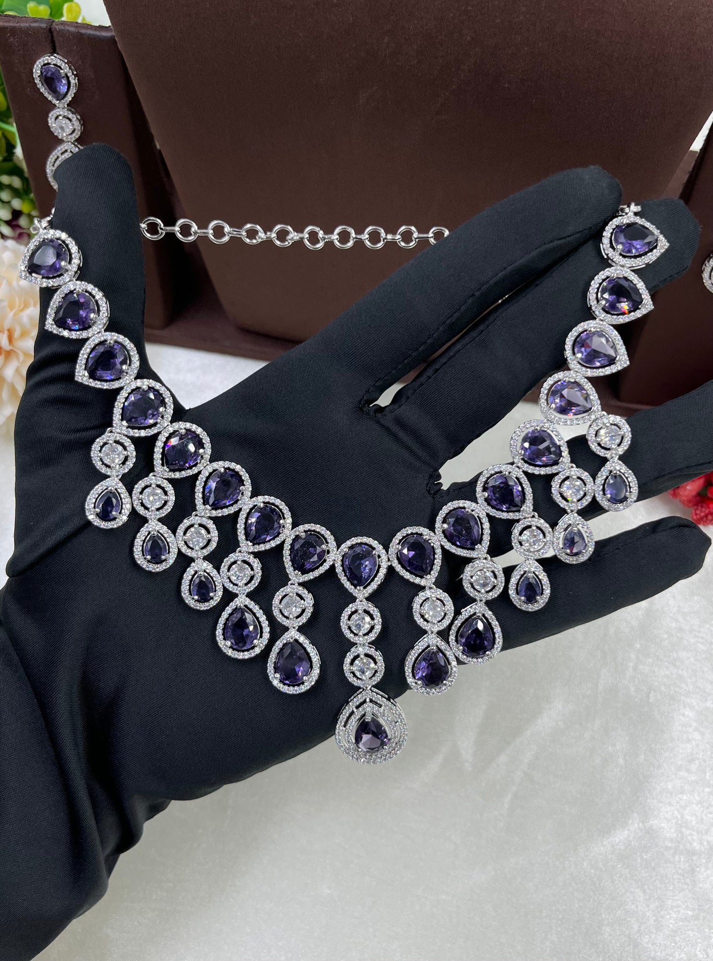 RINA AMERICAN DIAMOND PREMIUM NECKLACE SET