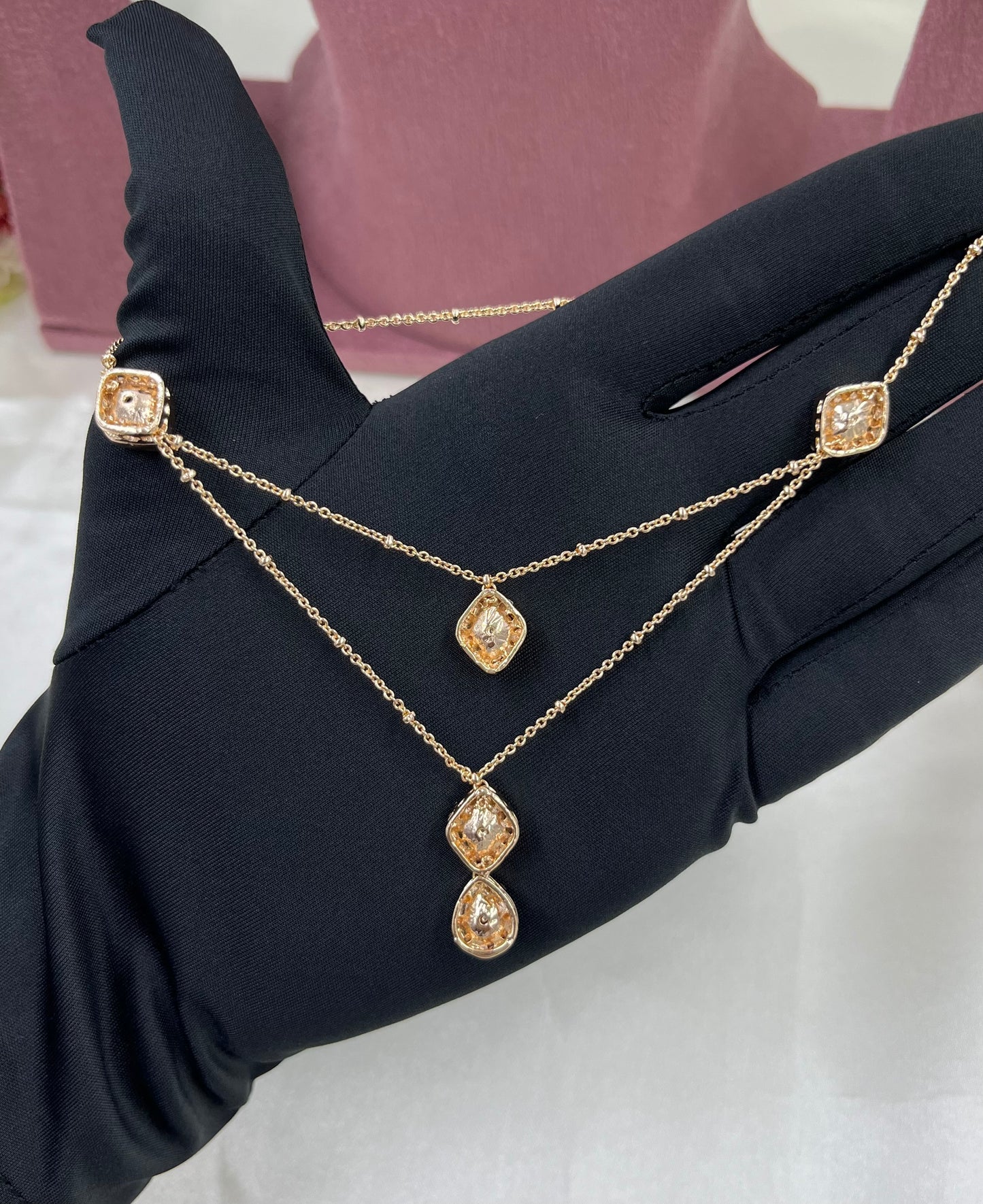Binita Moissanite Dual Pendant Necklace