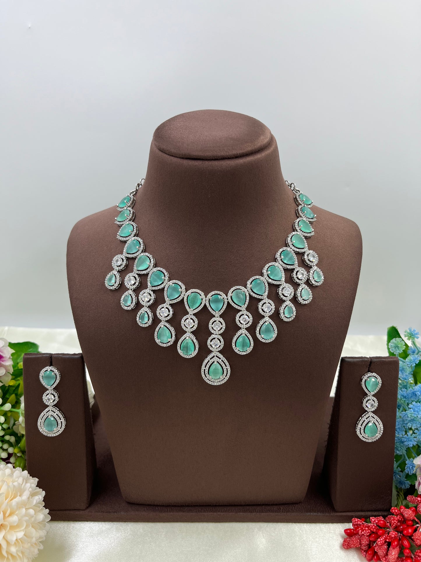 RINA AMERICAN DIAMOND PREMIUM NECKLACE SET