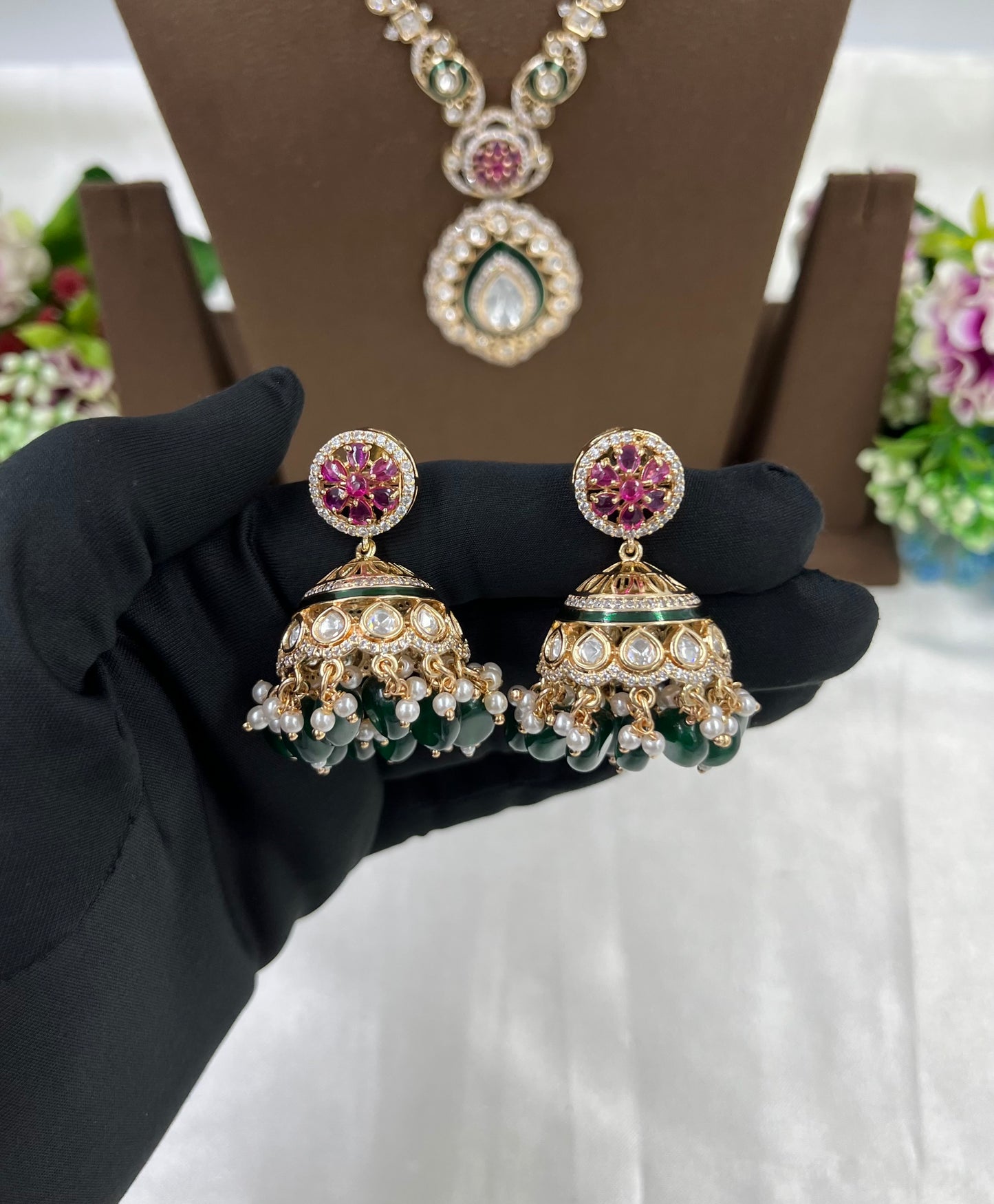 Shimmer root Premium Moissanite Kundan Necklace
