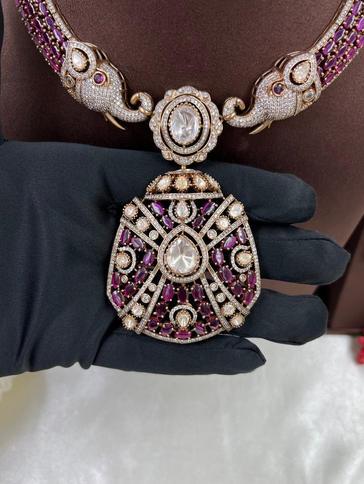 Rajeshwari Premium Moissanite Kundan Necklace