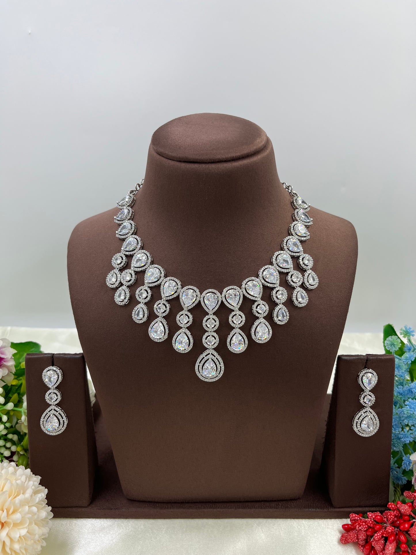 RINA AMERICAN DIAMOND PREMIUM NECKLACE SET