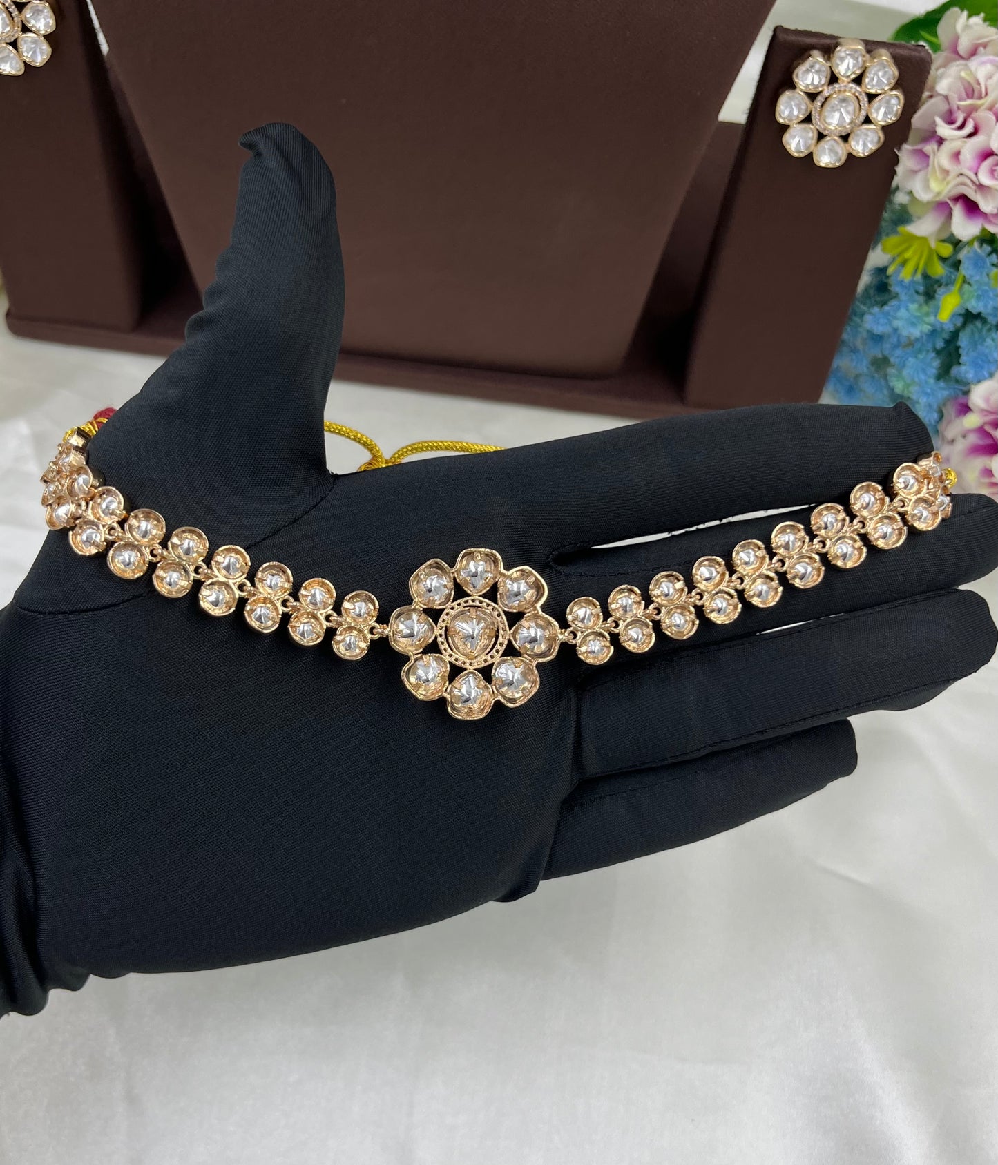 Cha Moissanite Kundan Delicate Necklace