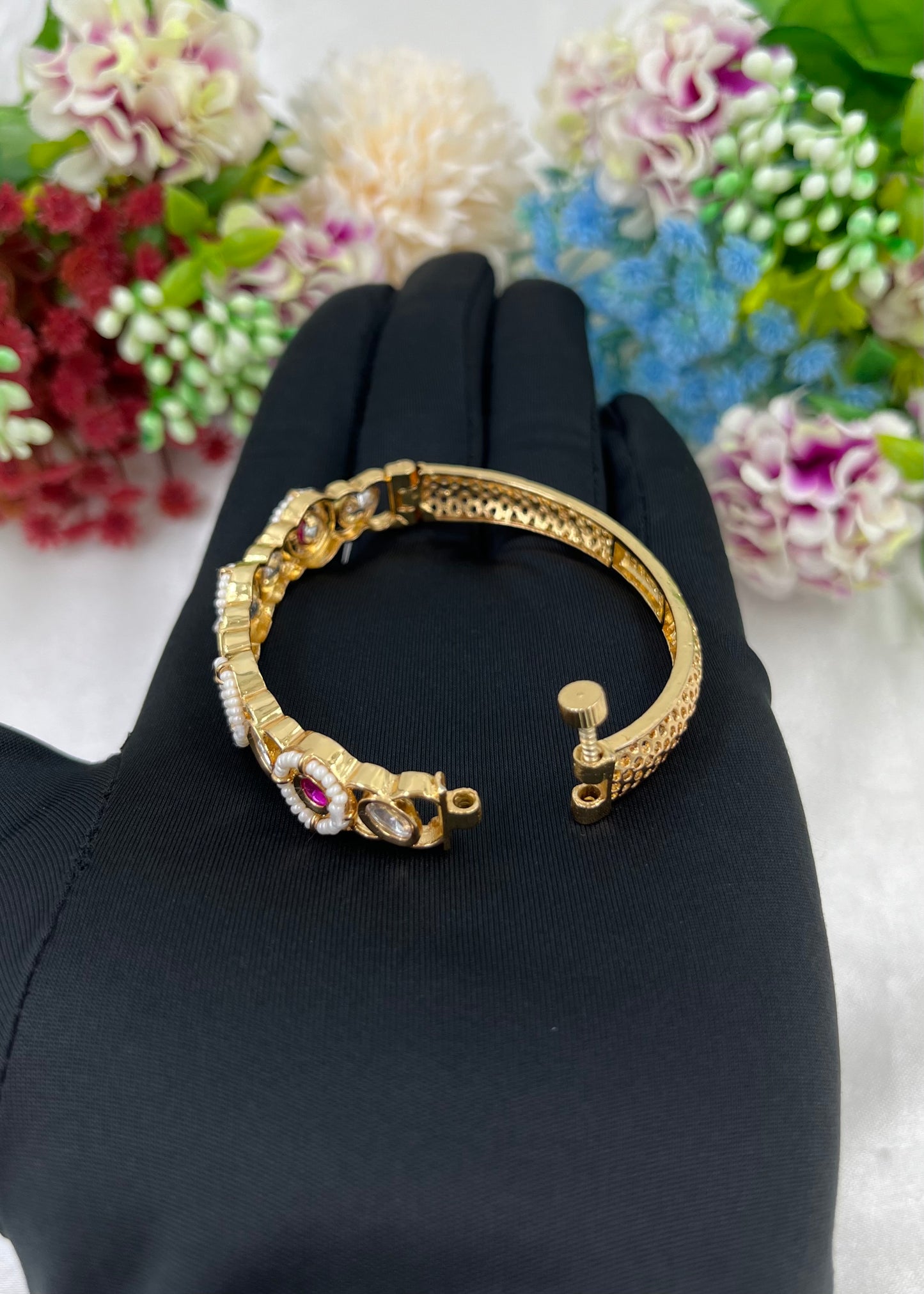 Riya Moissanite Kundan bracelet (Openable)