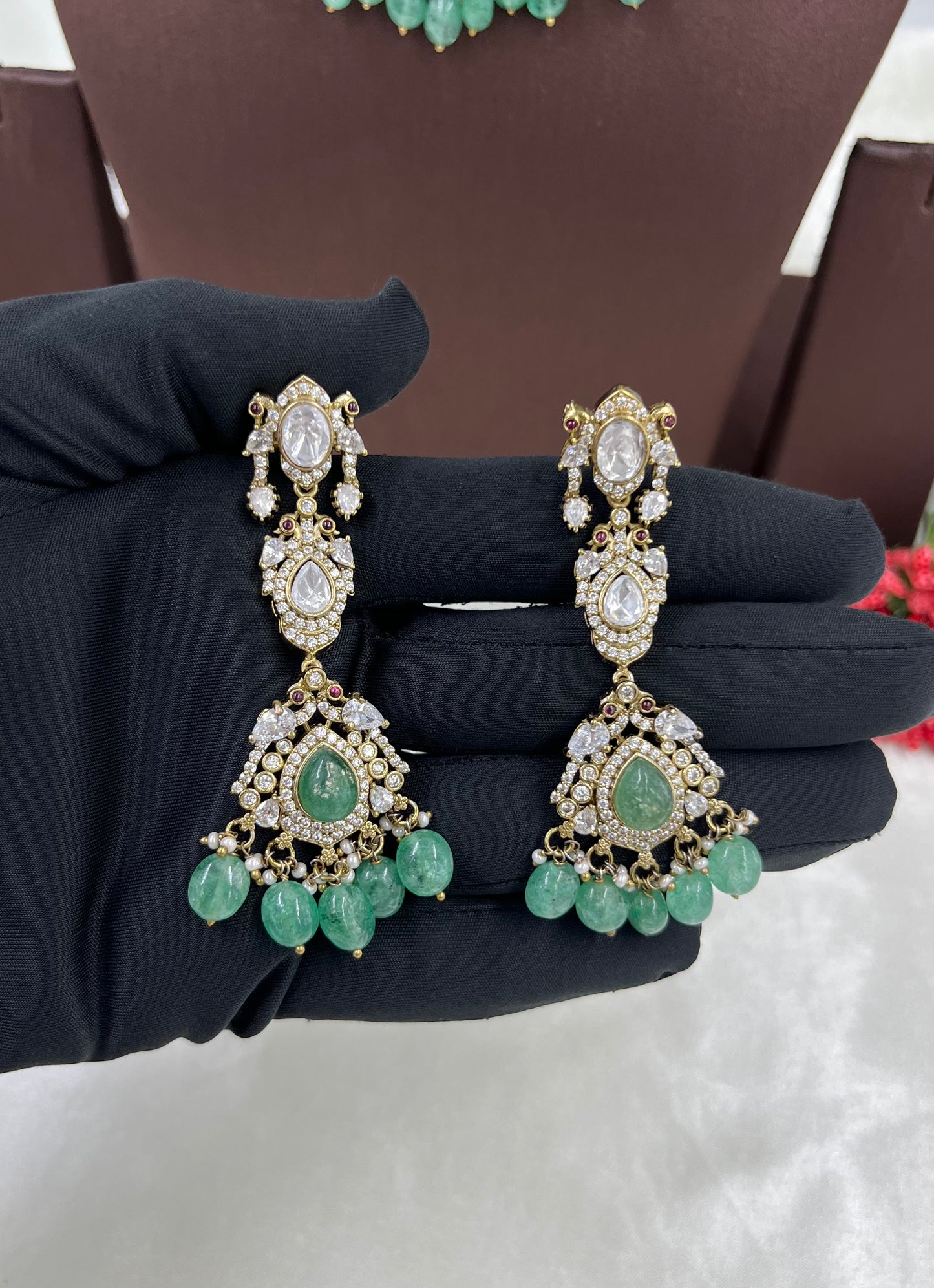 Mohini Antique Premium Moissanite Kundan Necklace.