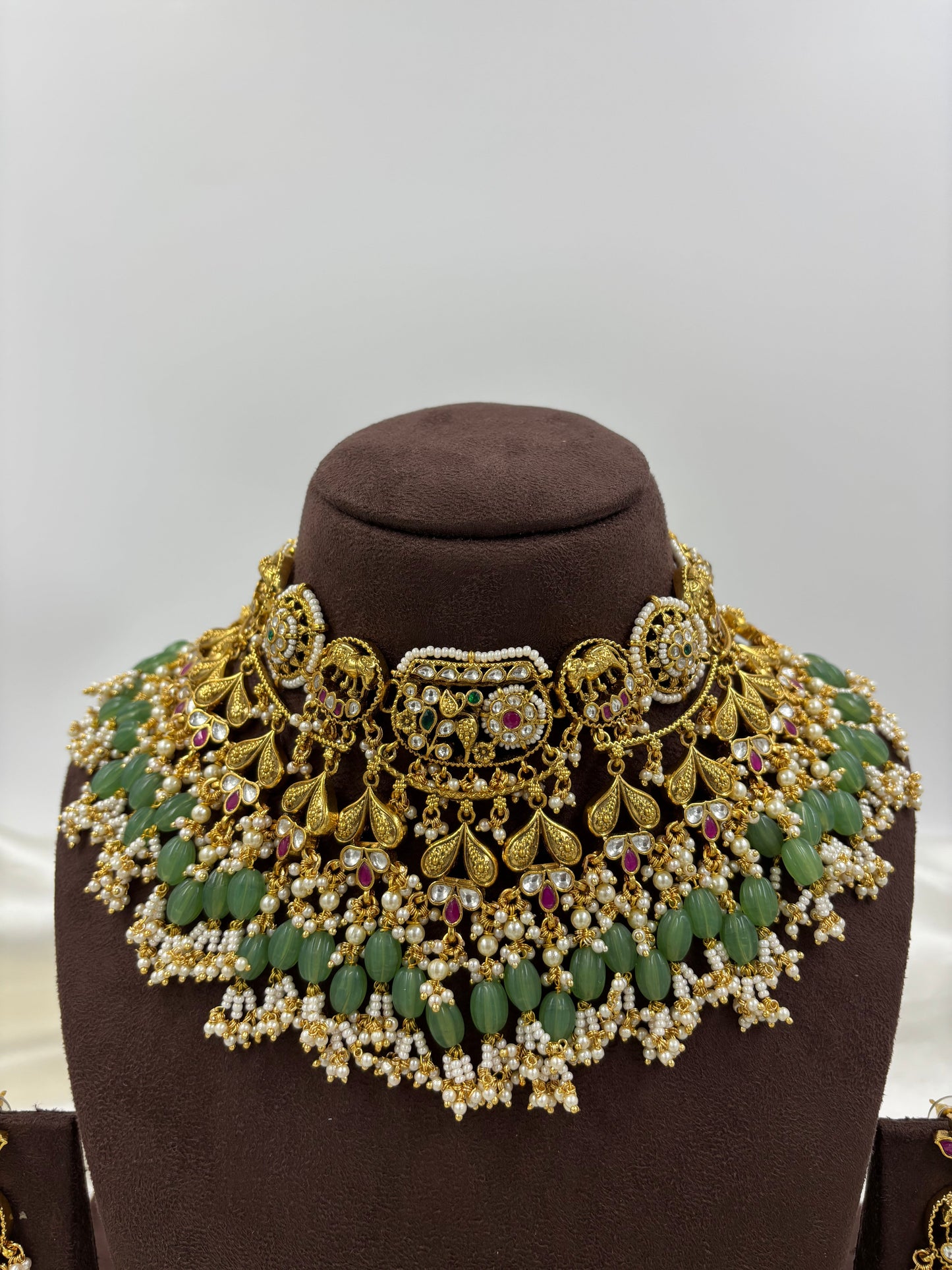 Mahira Premium Antique Gold Necklace Set - Necklace