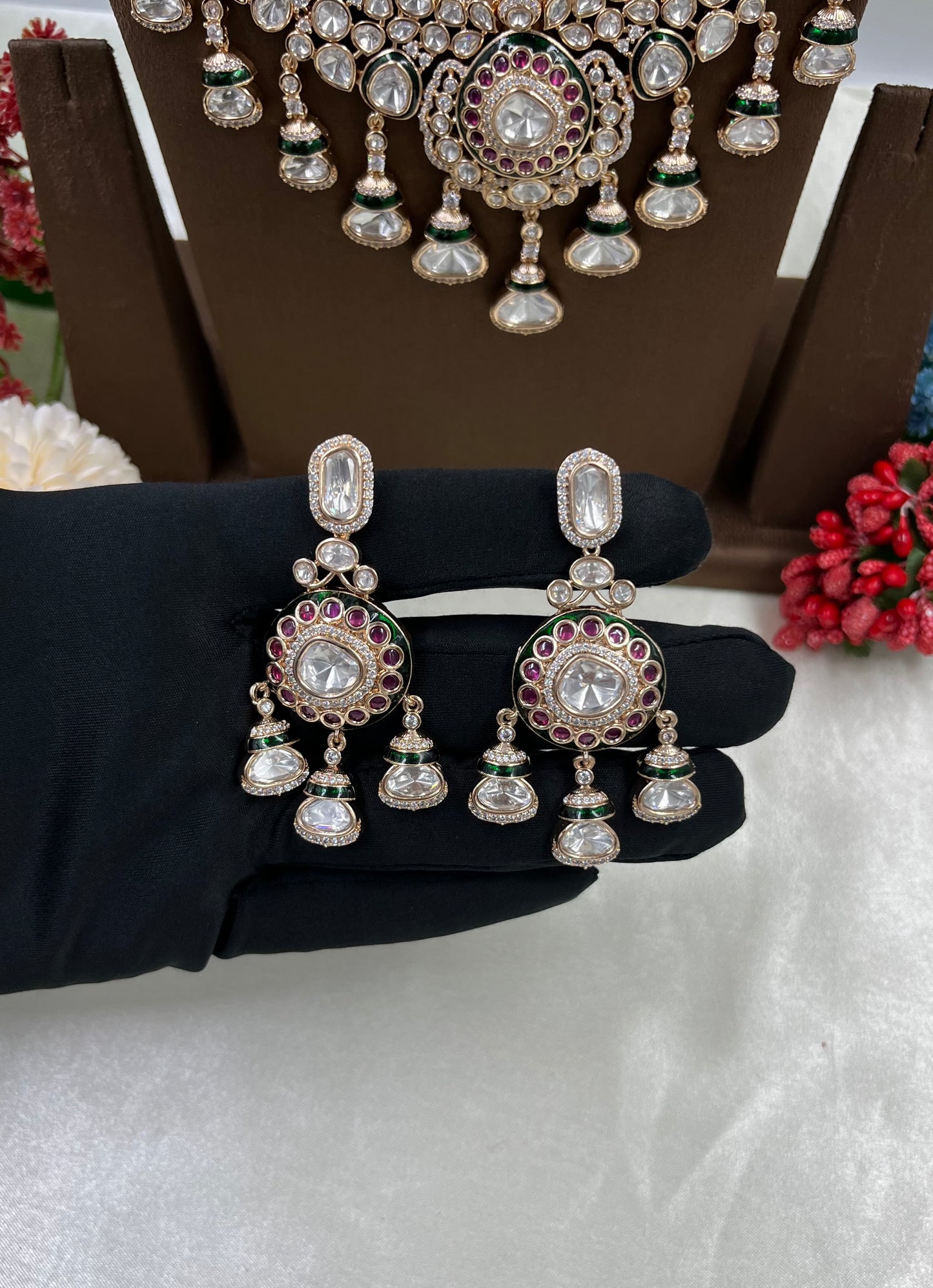 Rizvi Long Moissanite Kundan Necklace