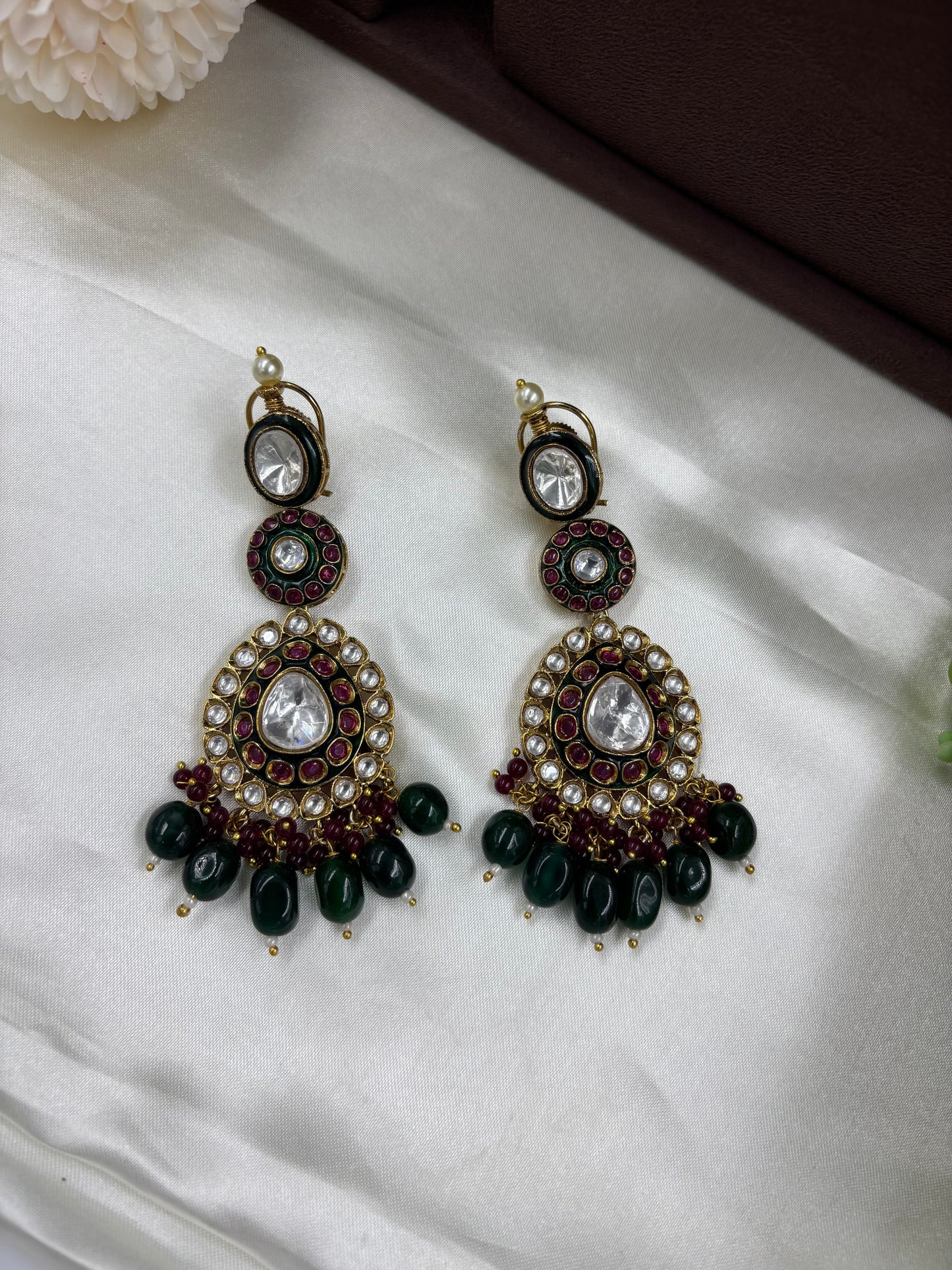Zivam Premium Moissanite Kundan Semi Bridal Necklace set