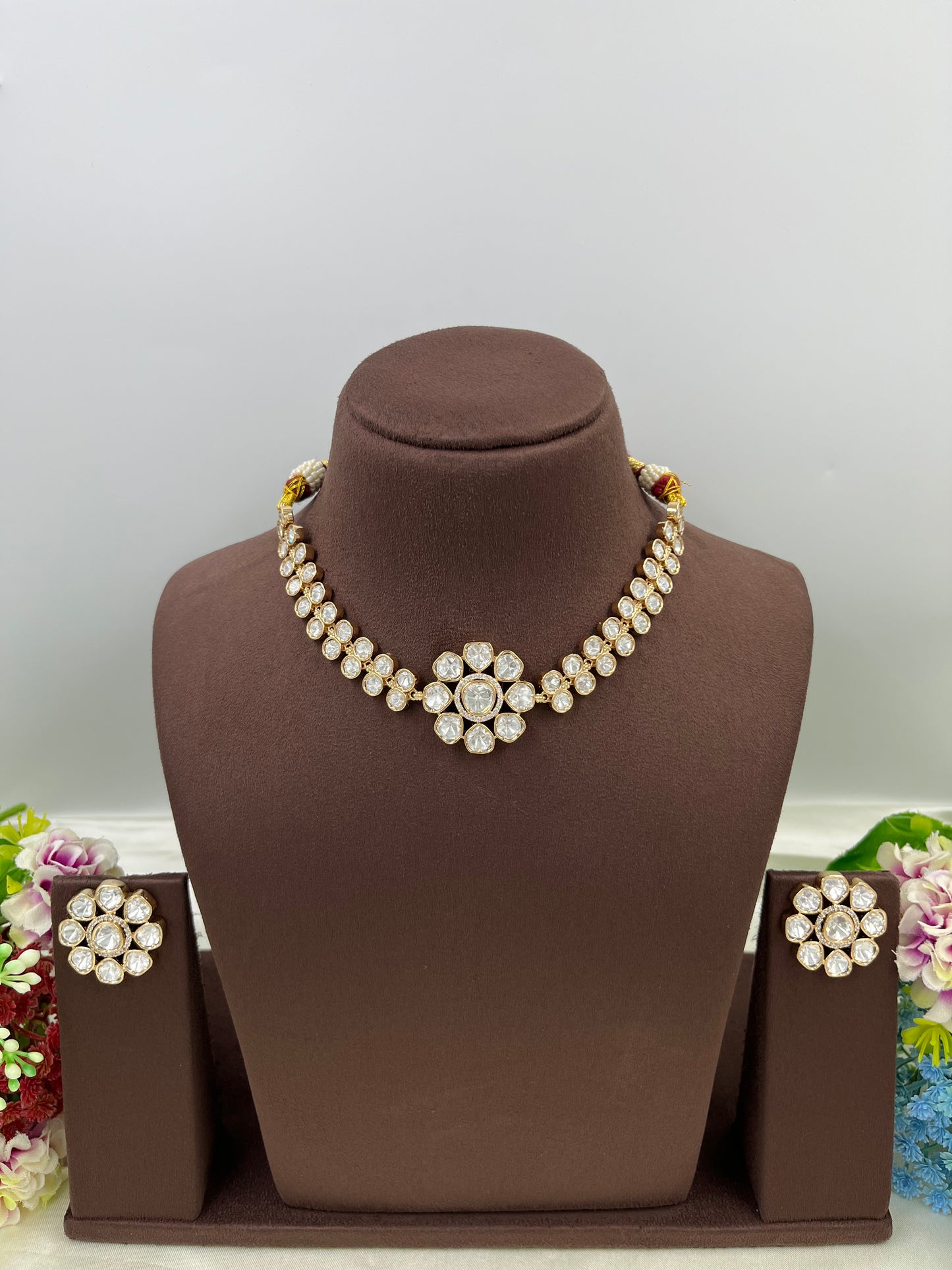 Cha Moissanite Kundan Delicate Necklace