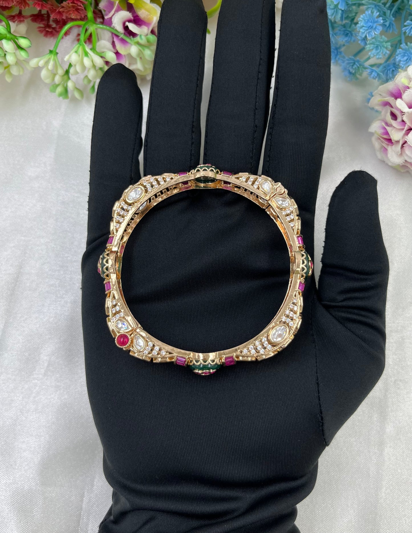 Rujani Moissanite Kundan Bangles (Openable)