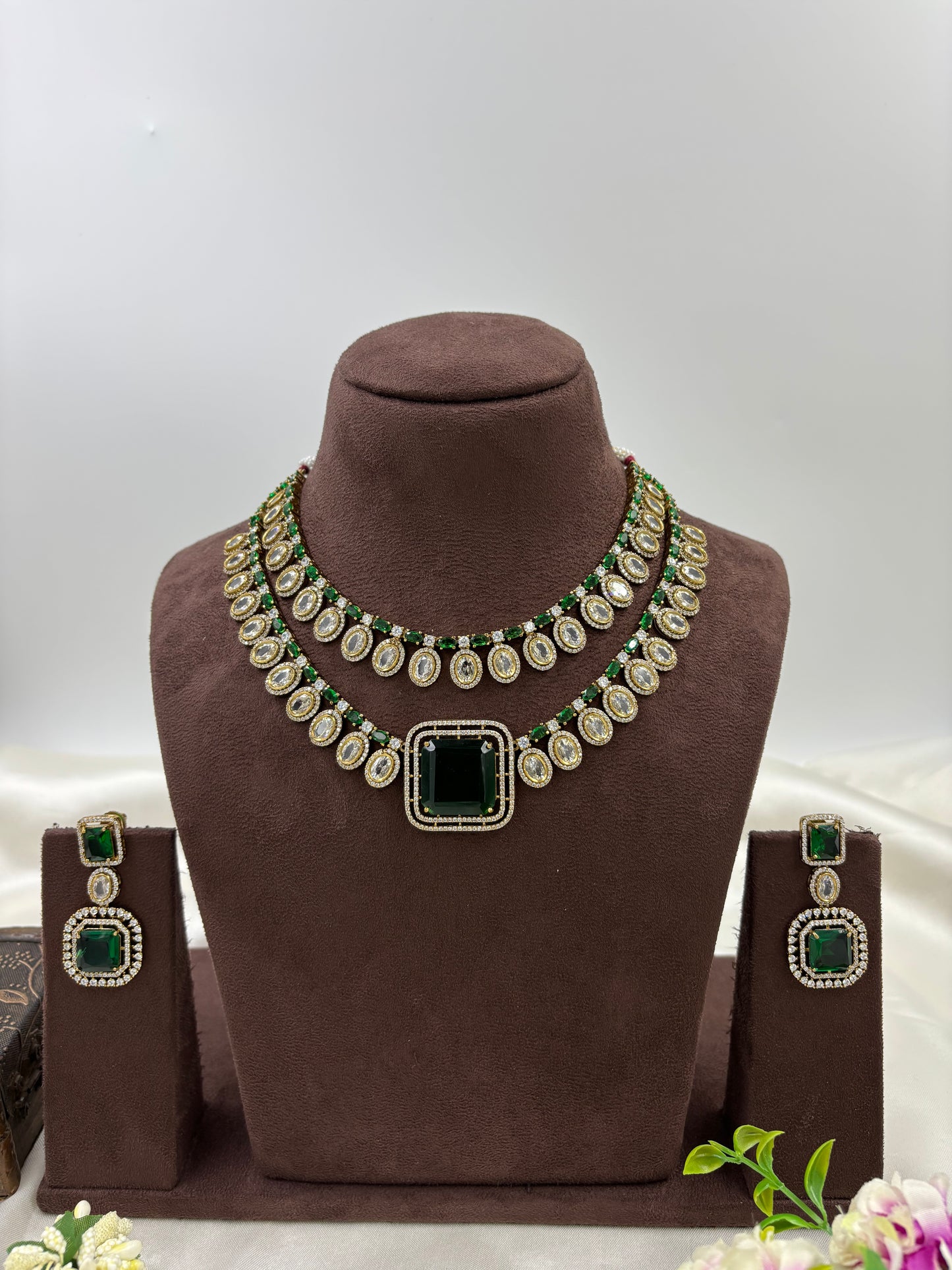 MINA VICTORIAN DOUBLE LAYERED NECKLACE SET