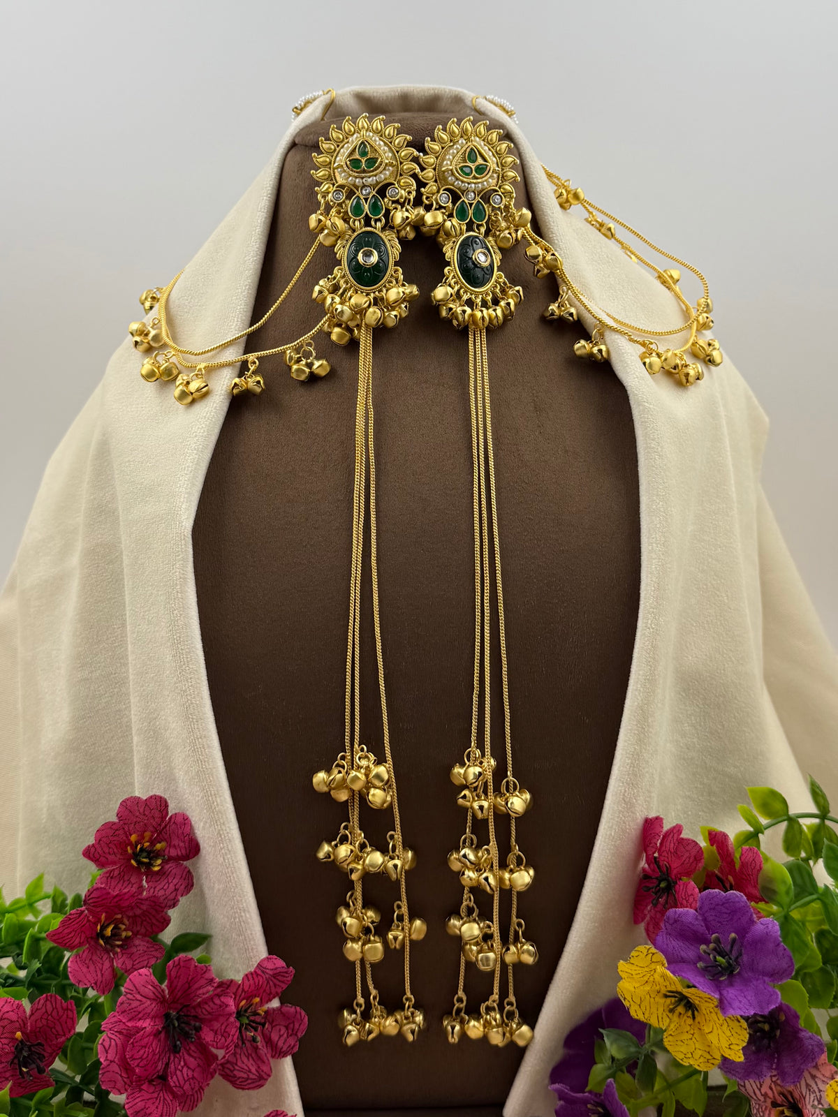 Vinita Kashmiri Jhumka Earring With Earchain
