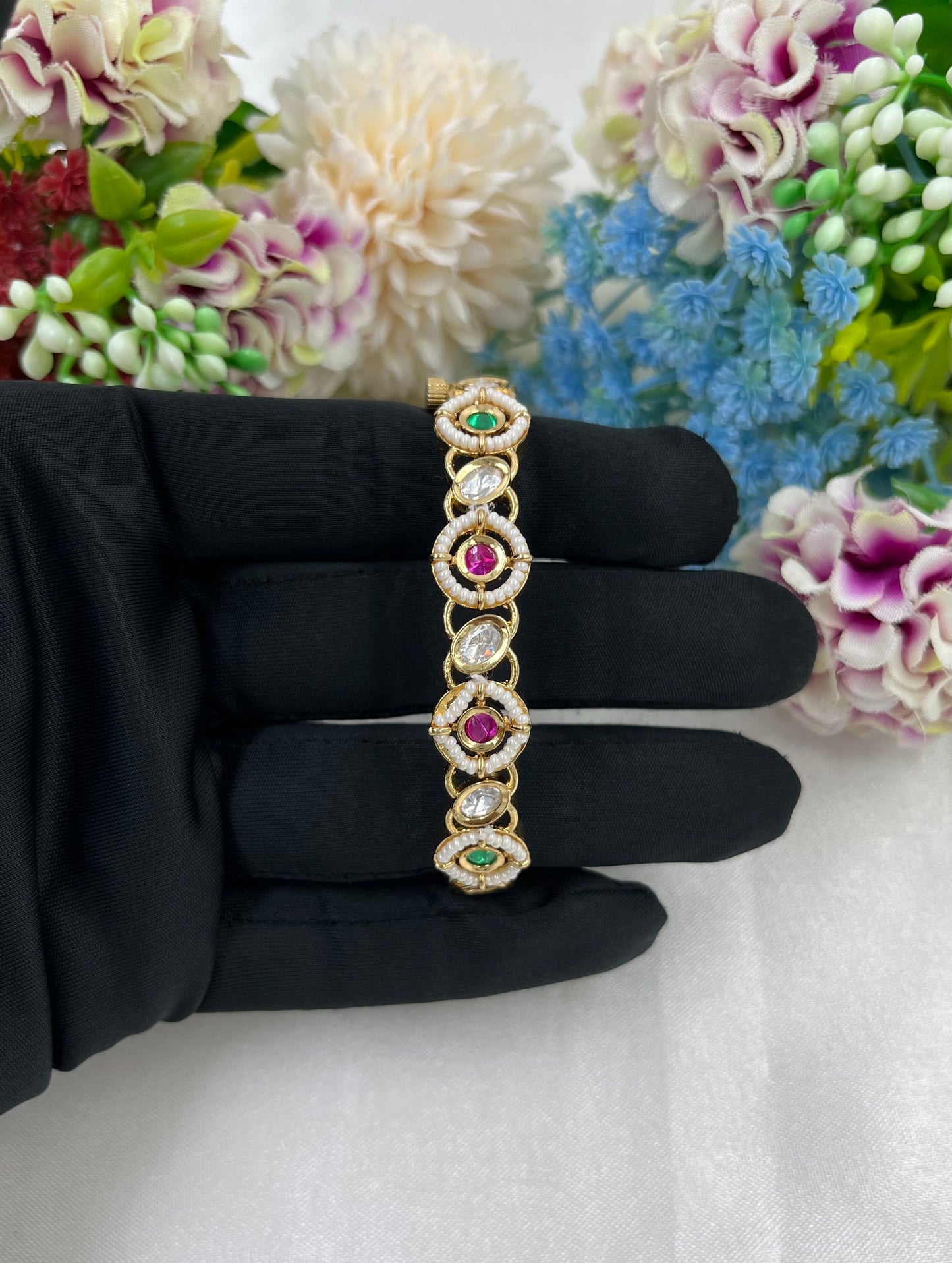 Riya Moissanite Kundan bracelet (Openable)