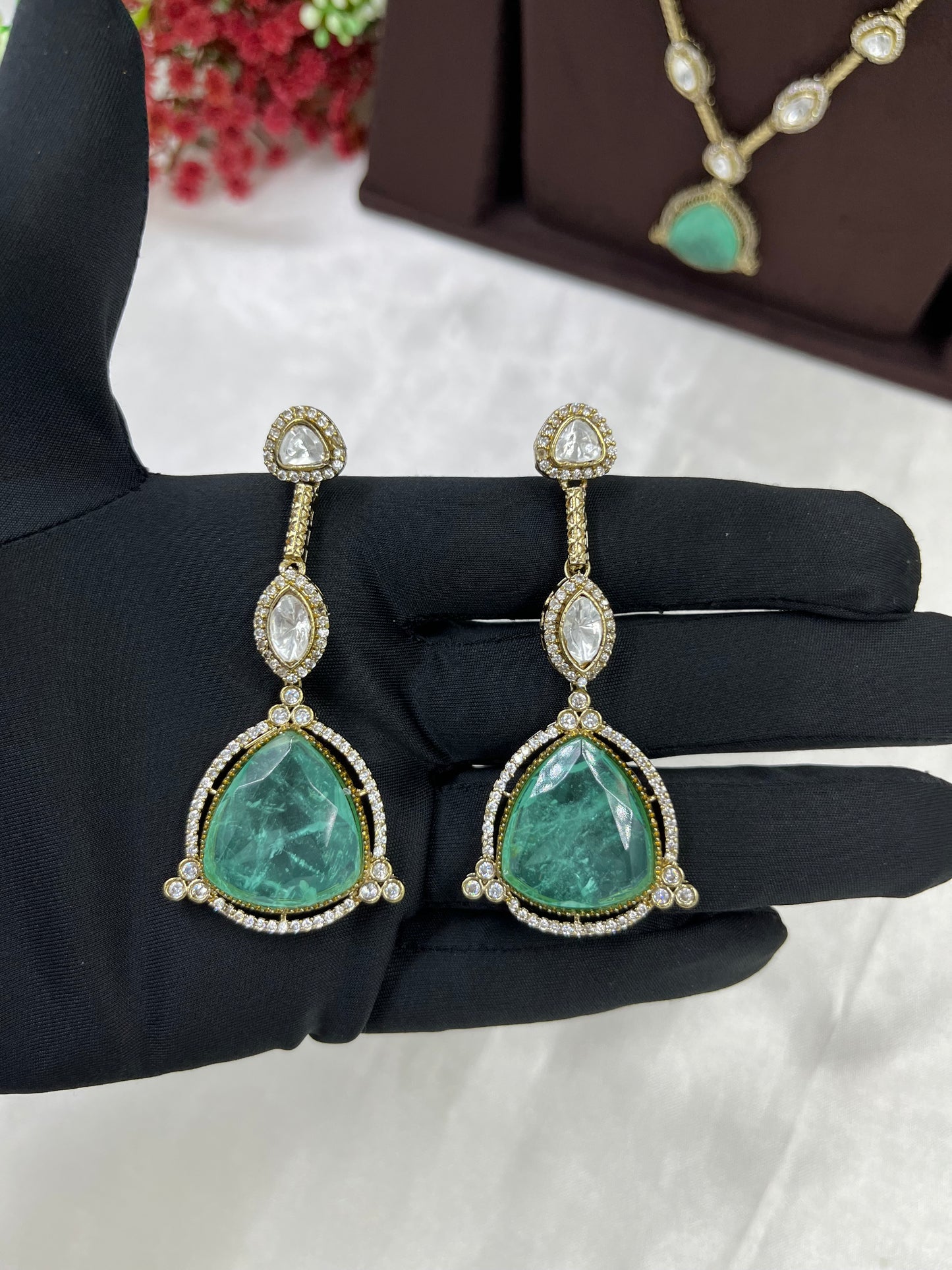 Majestic Maharani Mint Victorian Layers Necklace.