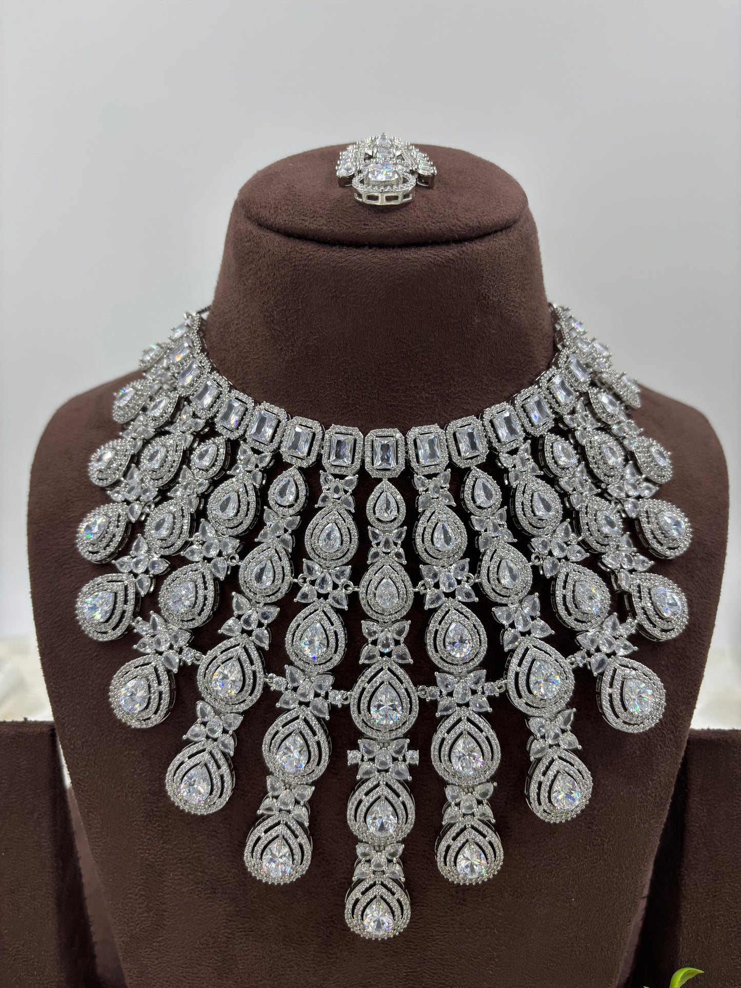ROSE CZ PREMIUM AMERICAN DIMOND NECKLACE SET