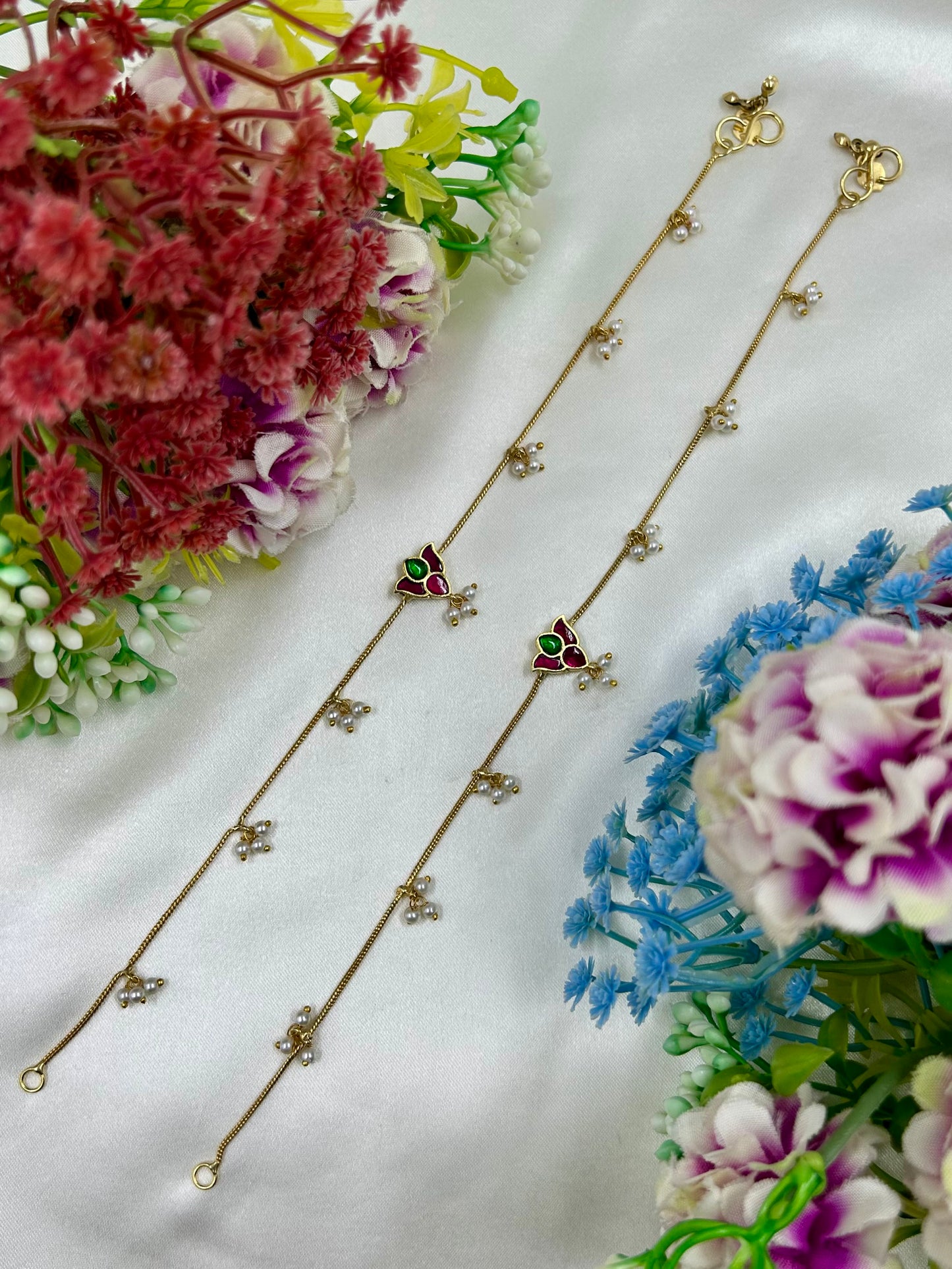 Roshni Pachi Kundan Anklet