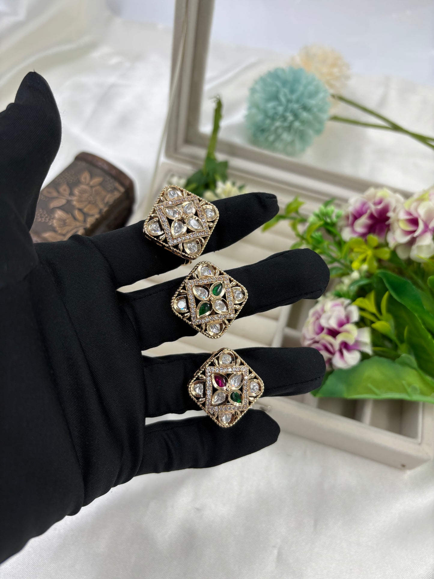 Sure Moissanite Kundan Ring