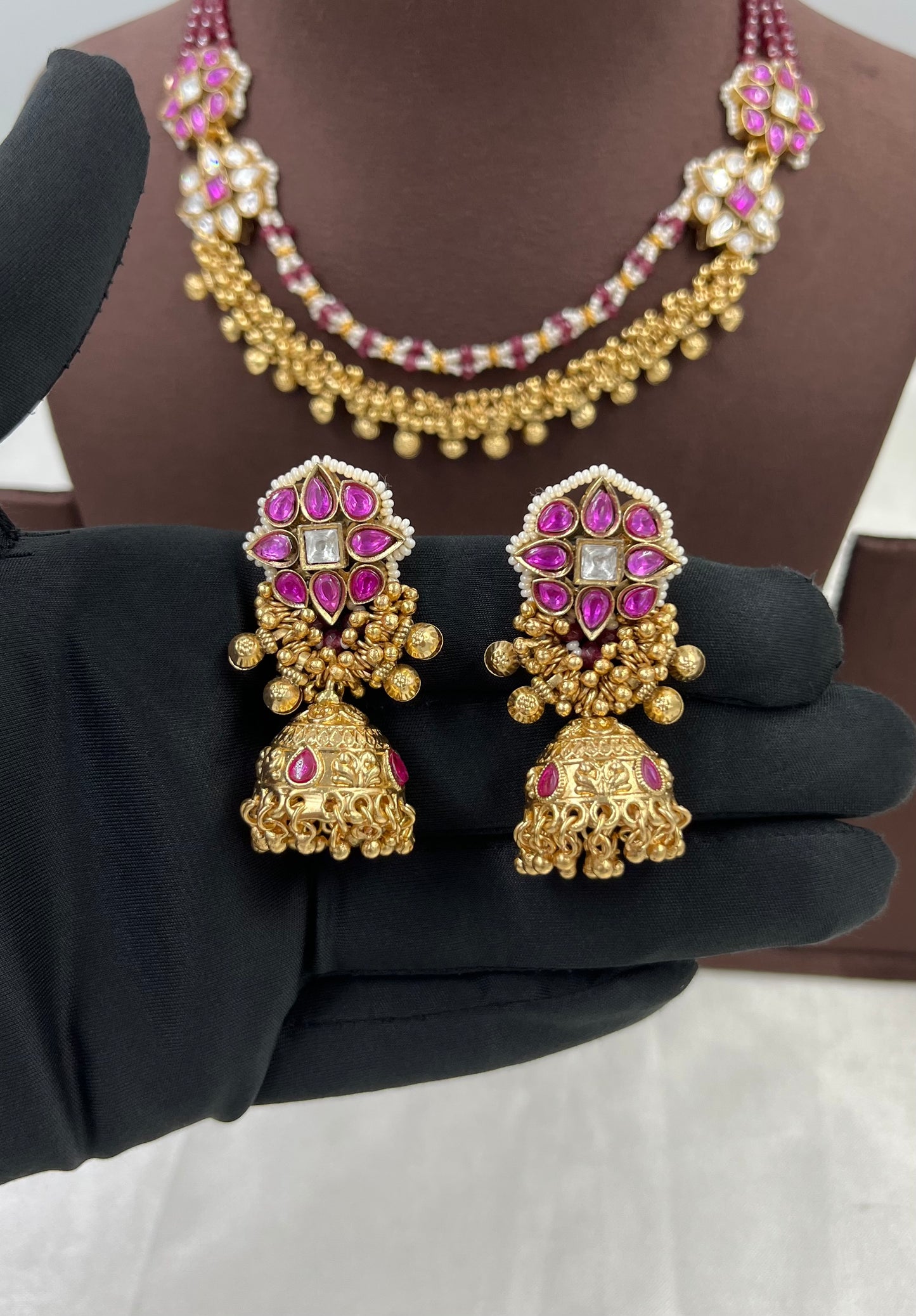 Rishika Premium Antique Gold Necklace Set