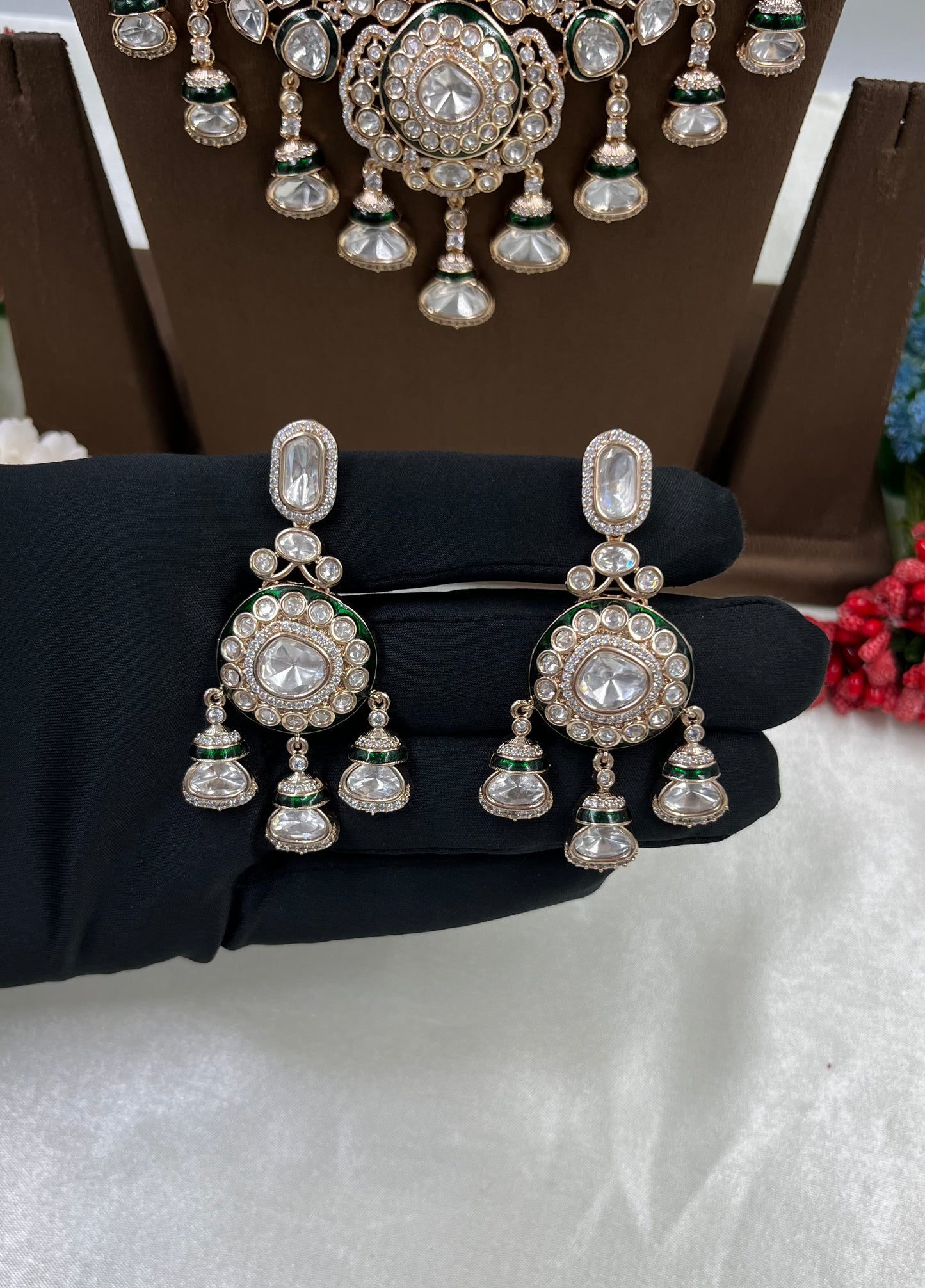 Rizvi Long Moissanite Kundan Necklace