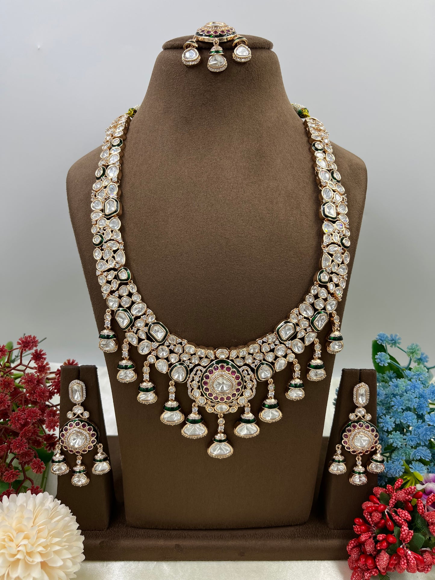 Rizvi Long Moissanite Kundan Necklace