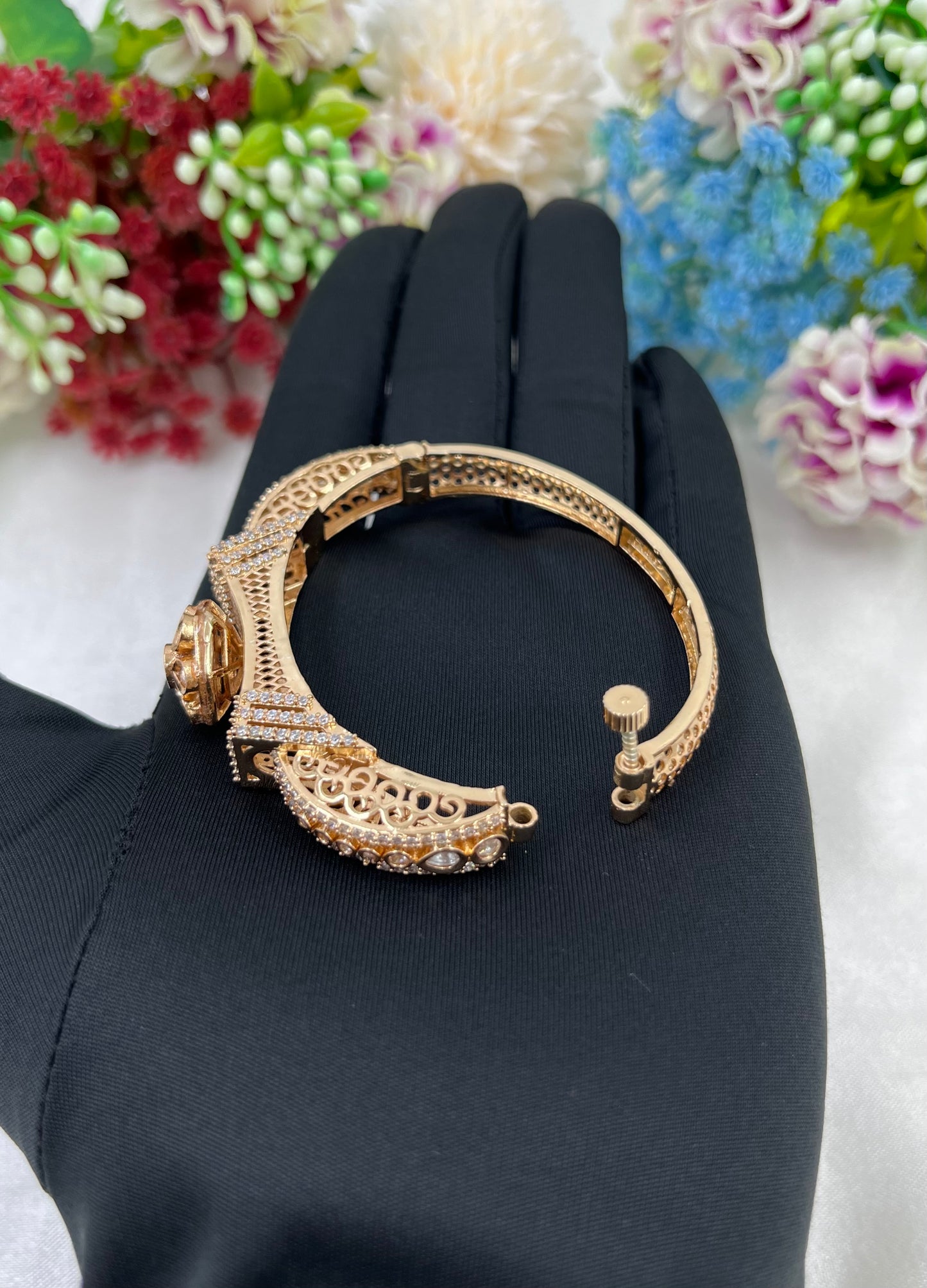 Royal Moissanite Kundan bracelet (Openable)
